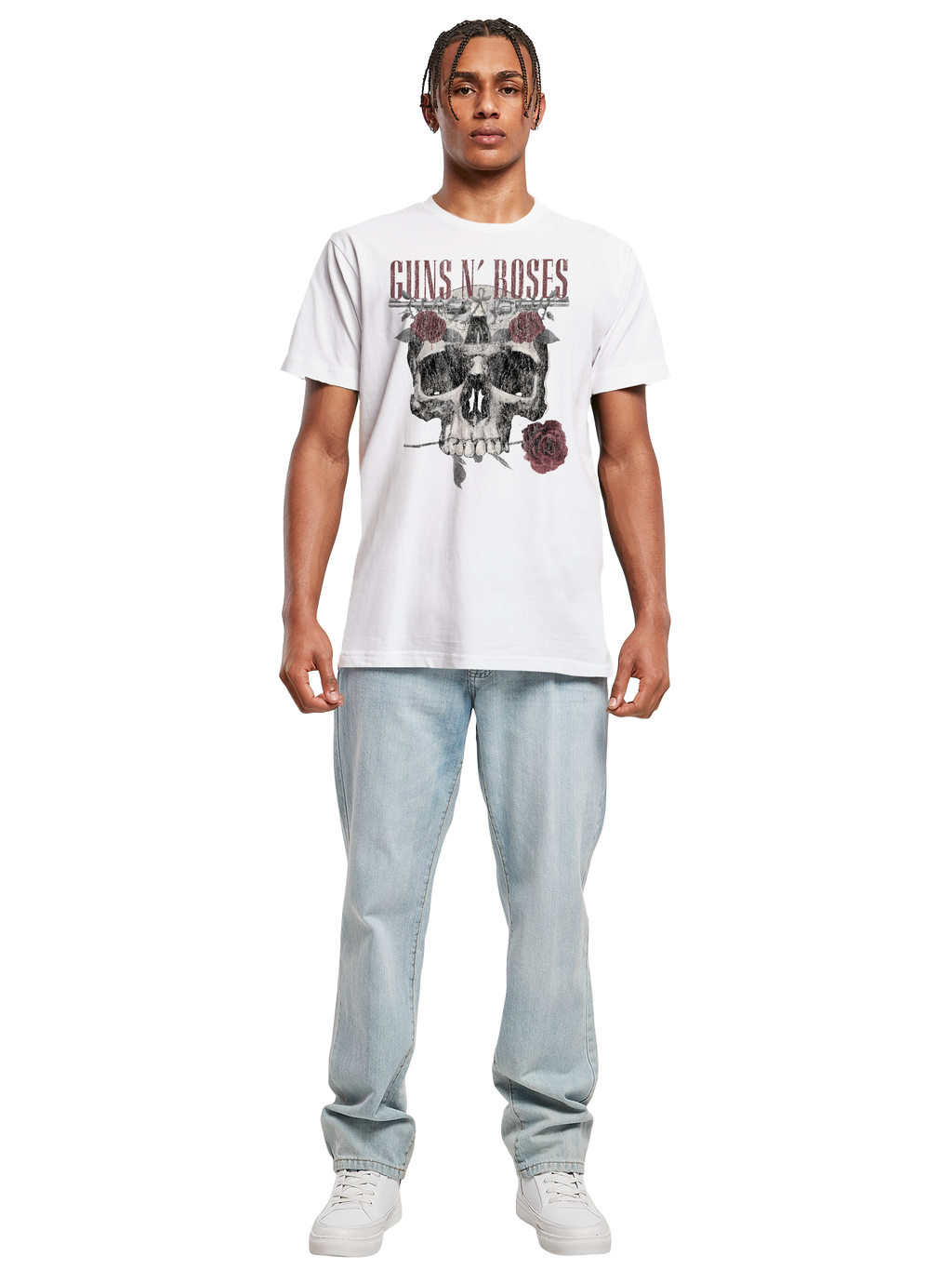 Guns N' Roses Roses Skull with T-Shirt Round Neck