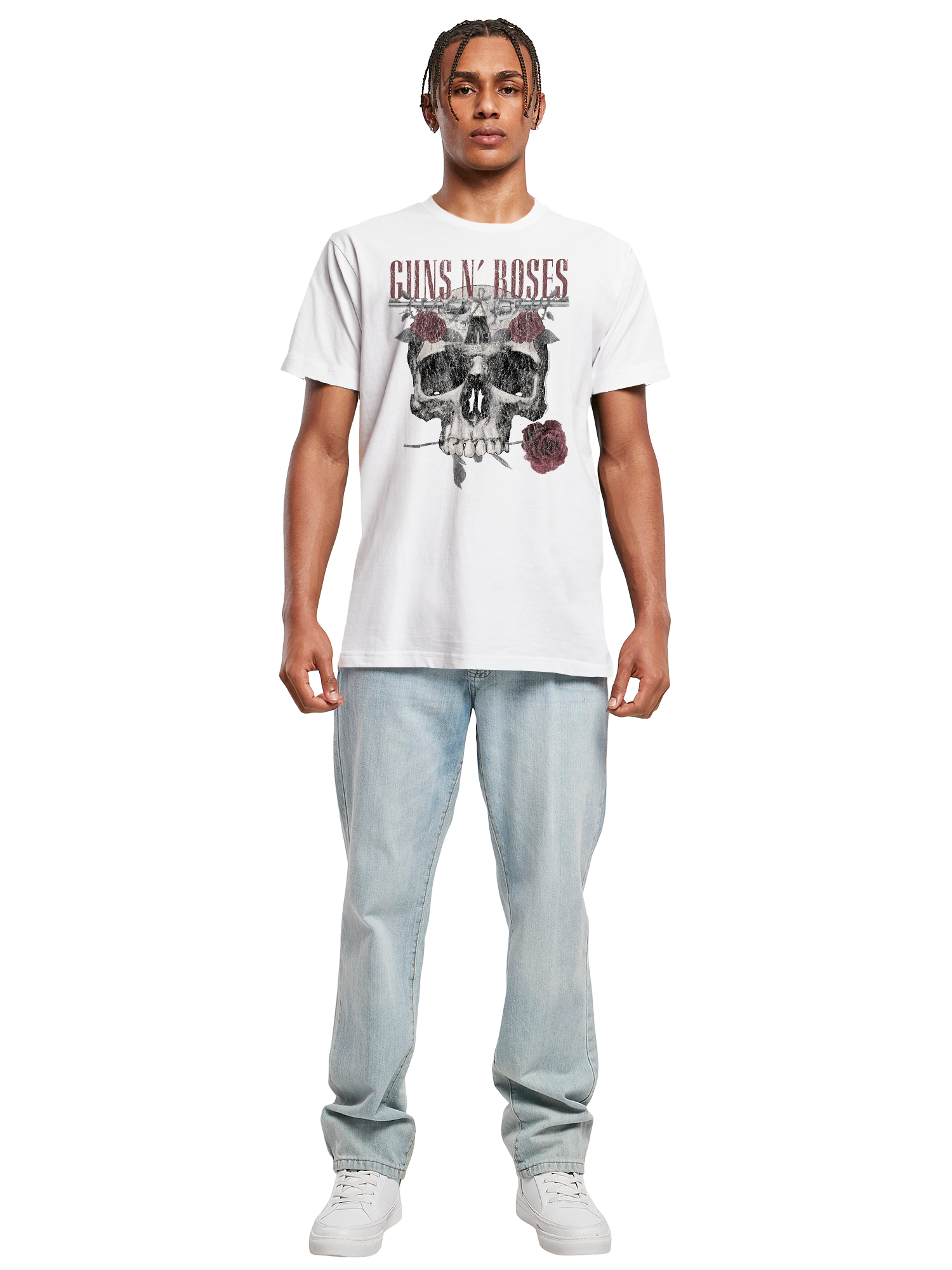 Guns N' Roses Roses Skull with T-Shirt Round Neck