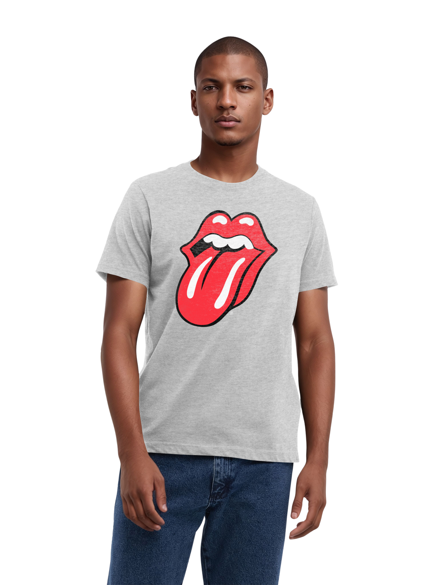 The Rolling Stones Classic Tongue Blk con Blanks verdaderos | Camiseta regular para hombres