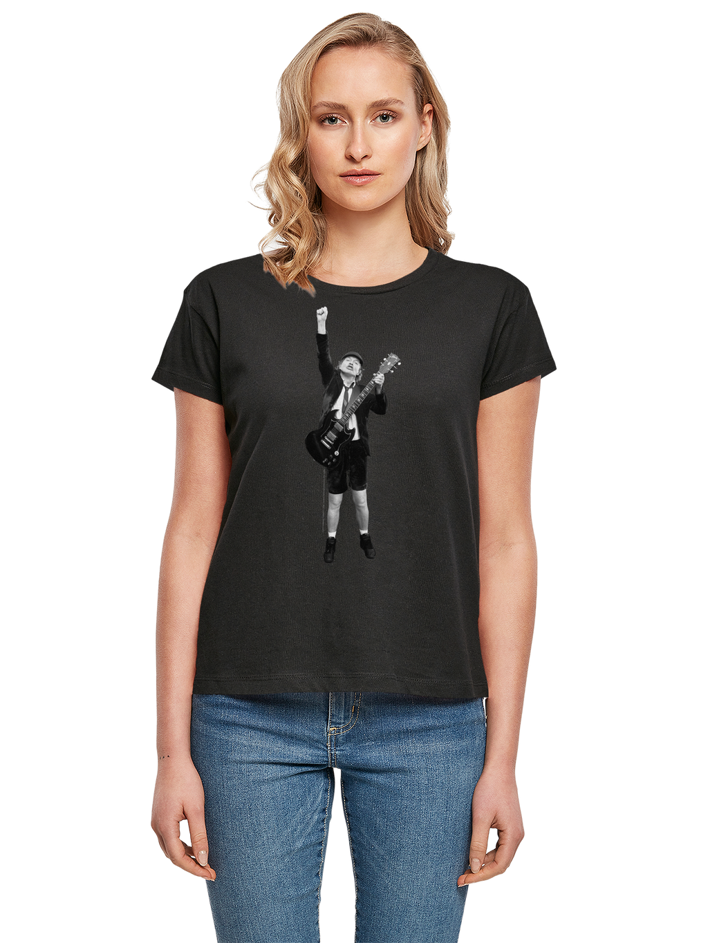 ACDC Angus Young Cut Out with Ladies Box Tee