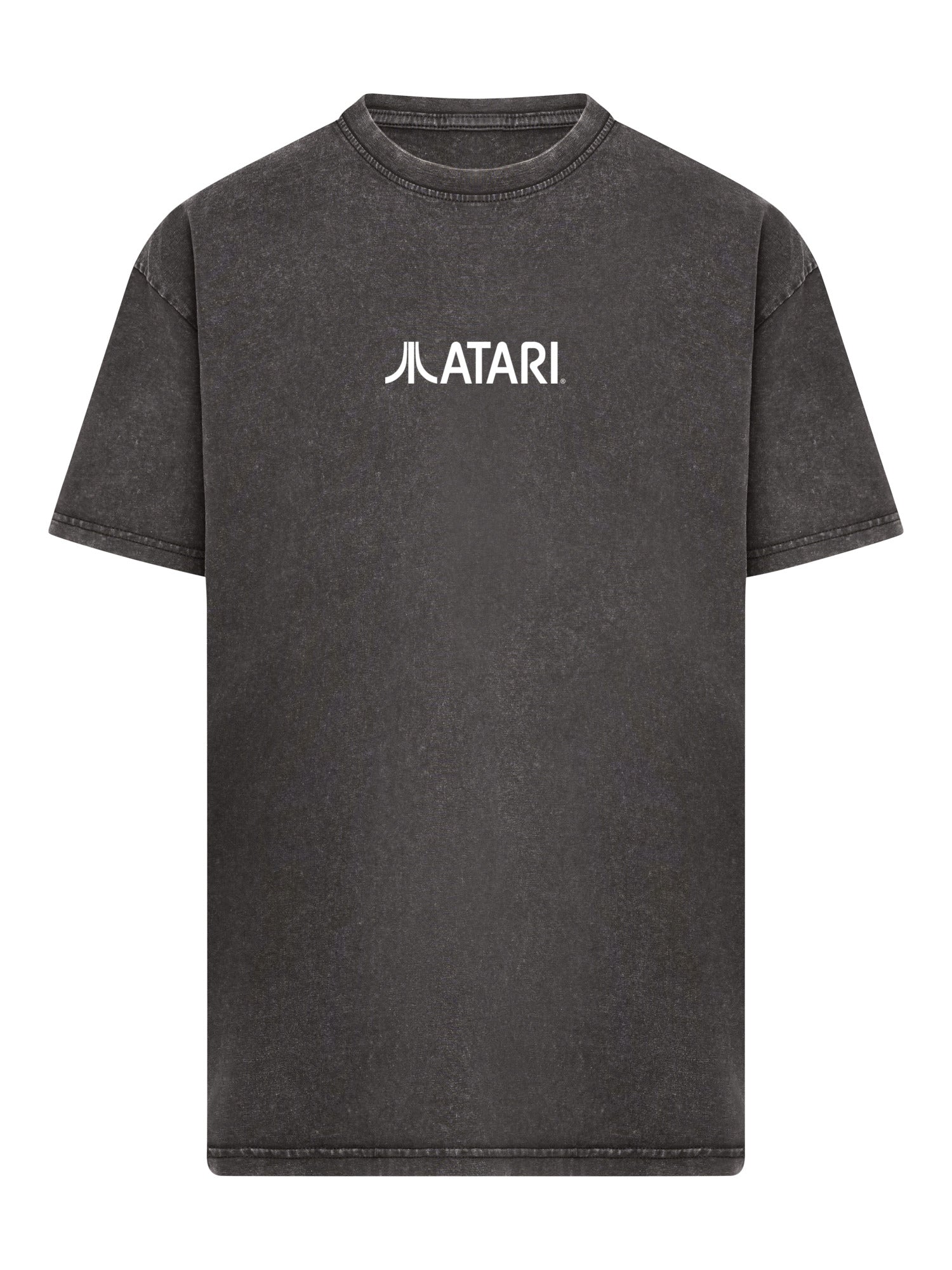 Logotipo de Atari Games White Retro Gaming Horizontal y Atari Gravitar Box Cover con camiseta de gran tamaño pesado de ácido