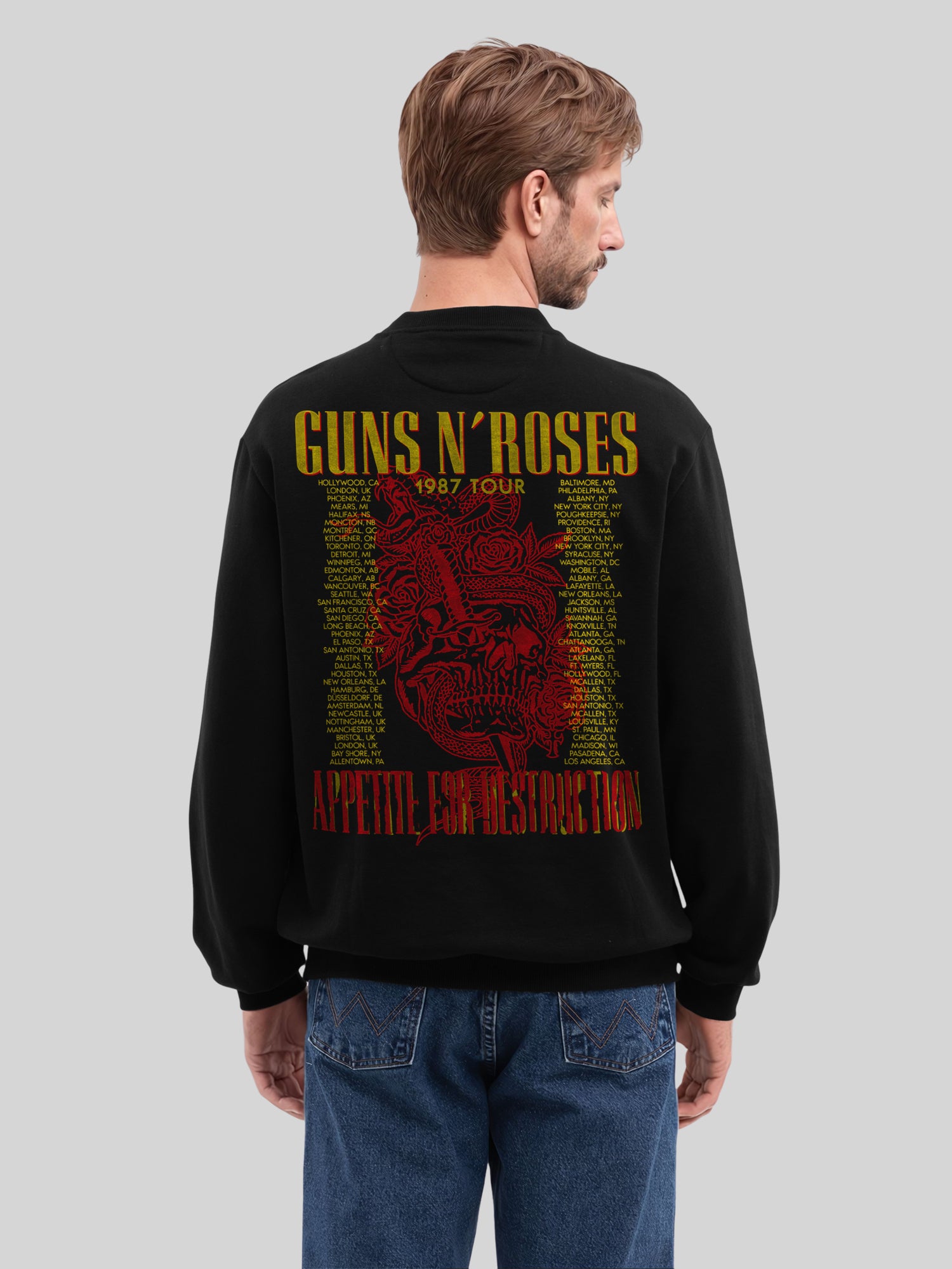 Affiche de concert vintage de Guns N 'Roses 1987 | Pull régulier pour hommes