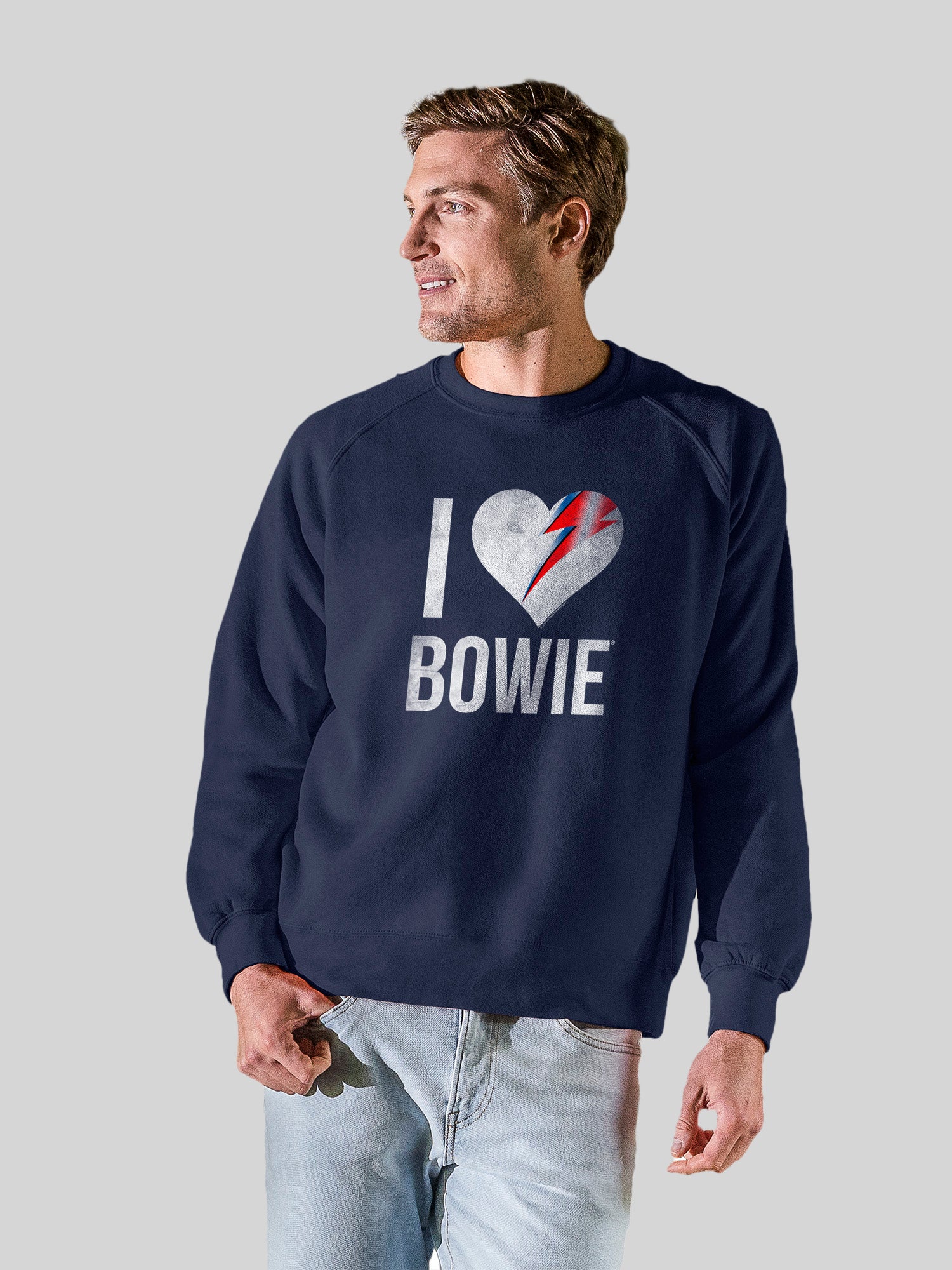 David Bowie j'aime Bowie avec l'équipage de la toison vintage Raglan