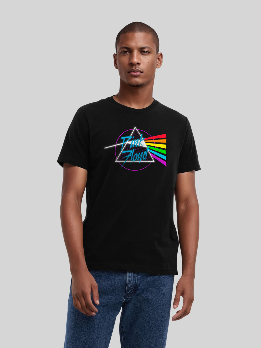 Pink Floyd Neon Dark Side with True Blanks | Mens Regular Tee