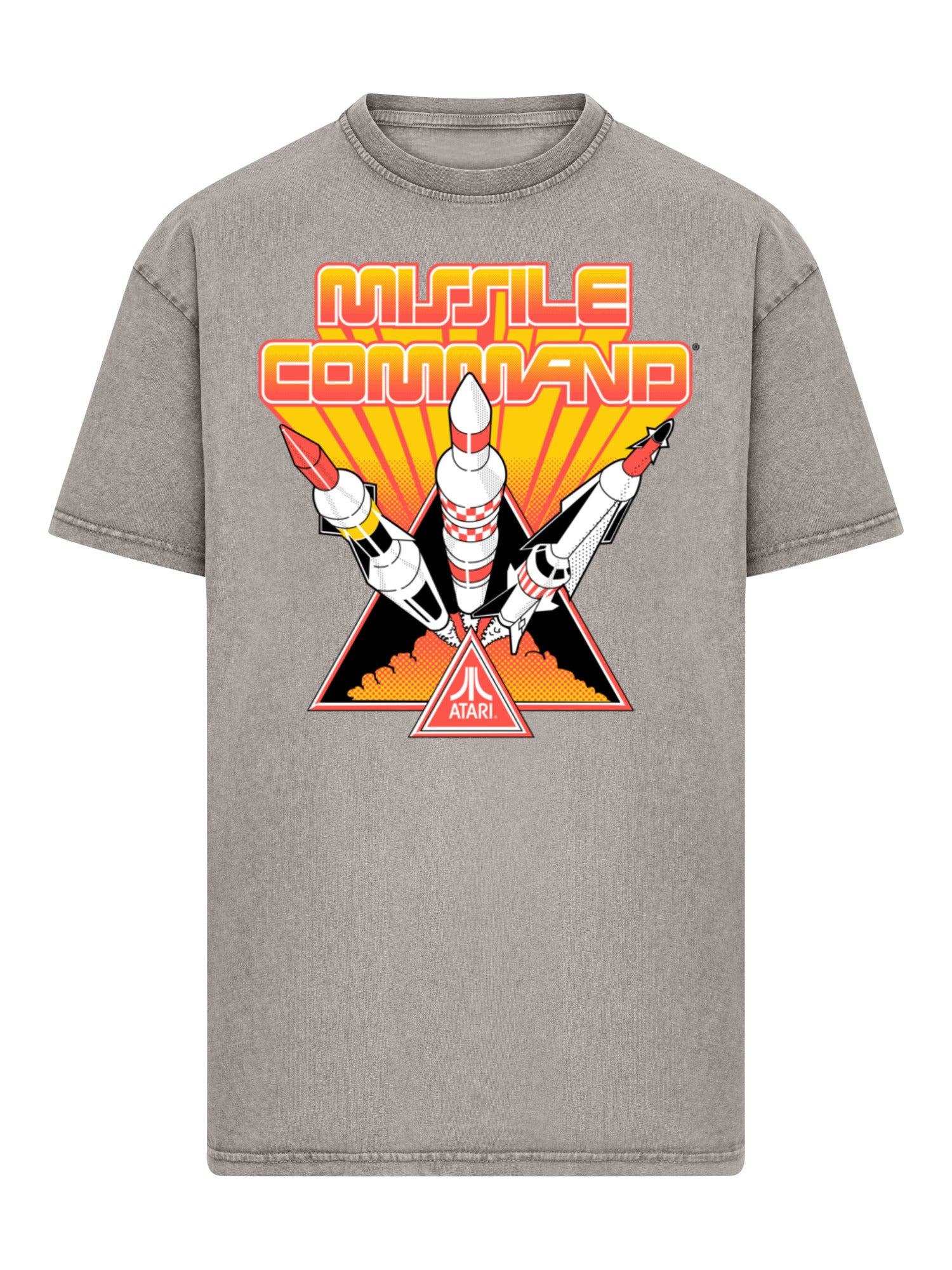 Missile Command Triple Shot Atari Retro Gaming with Acid Washed Heavy Oversize Tee
