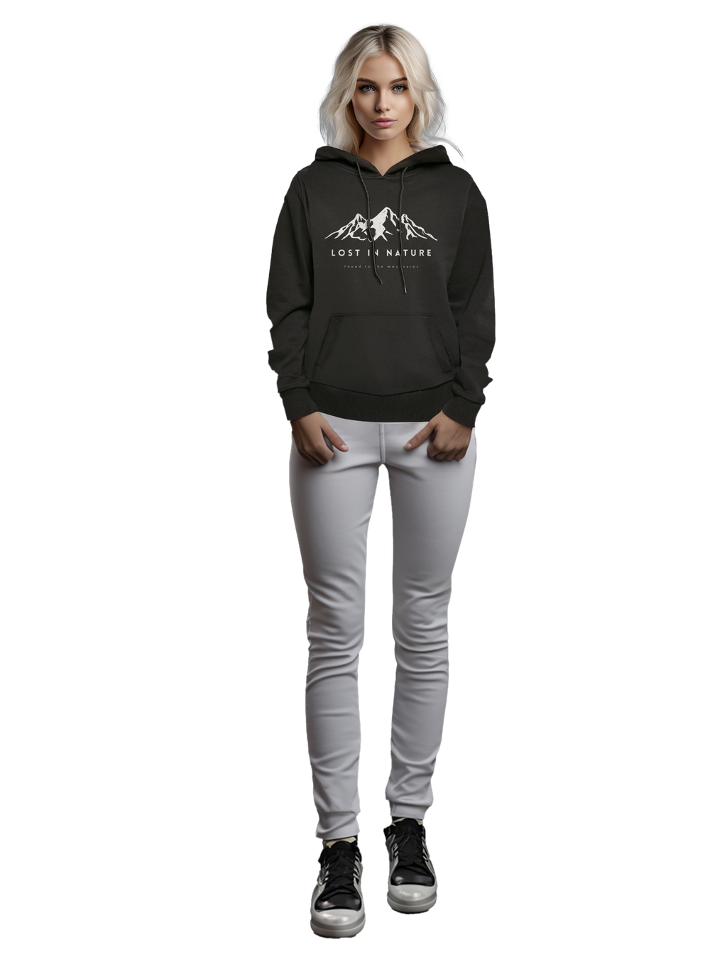 Sweat à capuche lourde perdu dans la nature