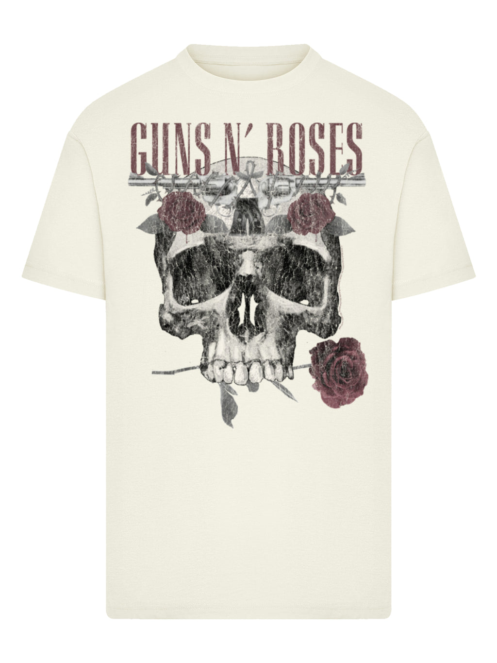 Guns N' Roses Roses Skull with T-Shirt Round Neck