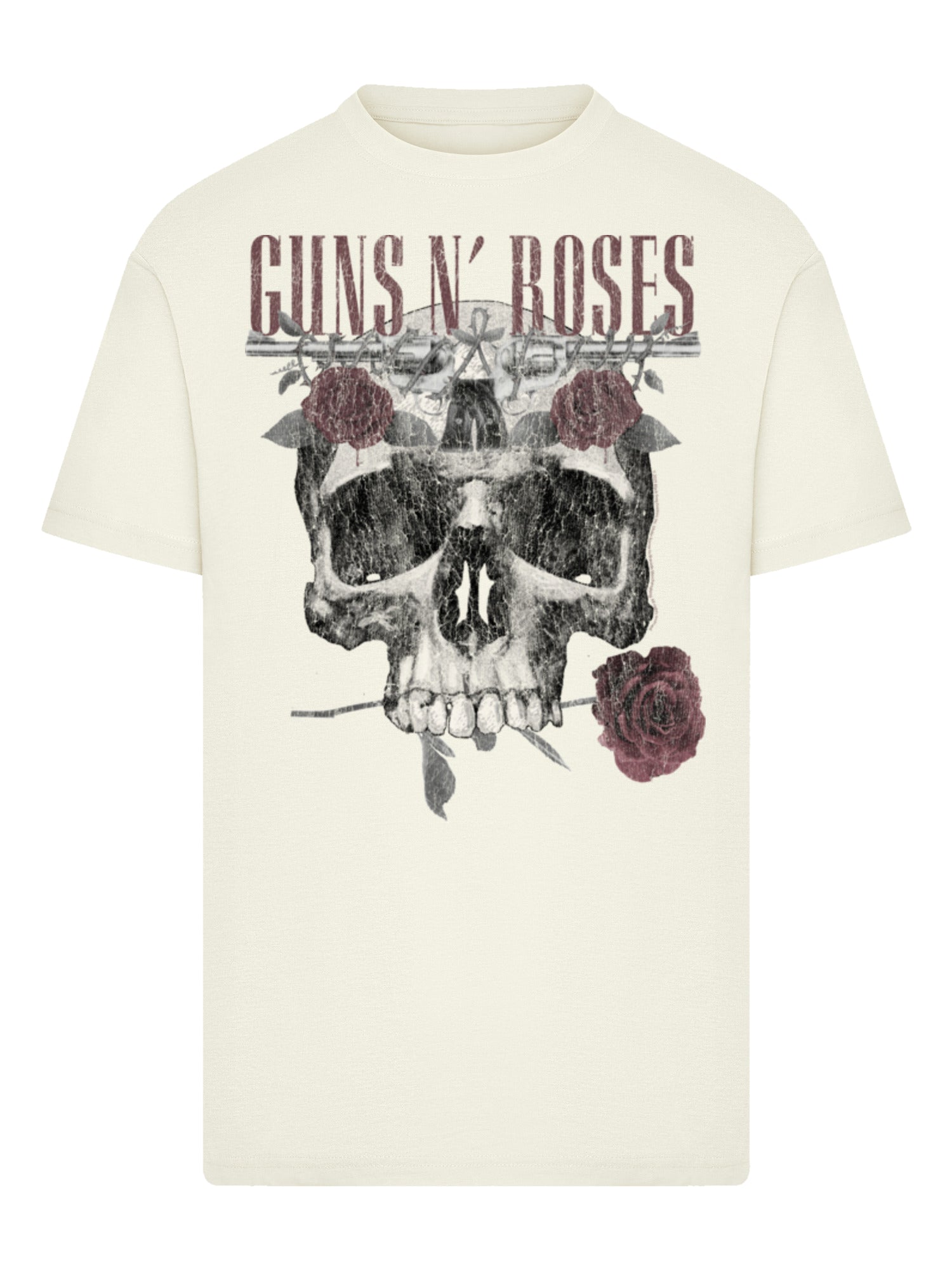 Guns N' Roses Roses Skull with T-Shirt Round Neck