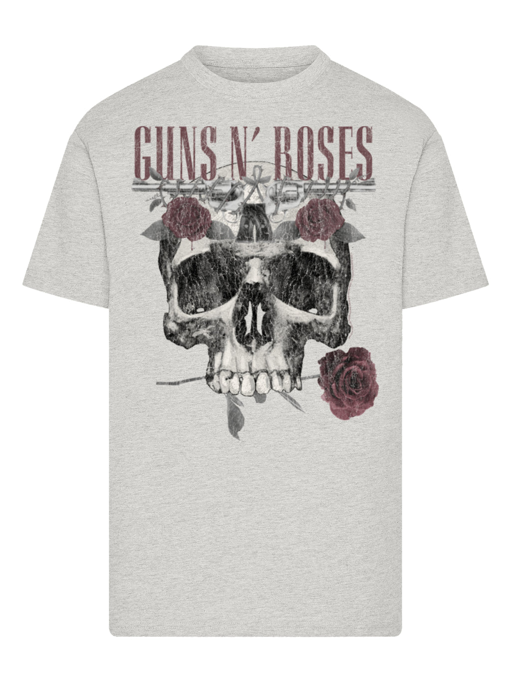 Guns N' Roses Roses Skull with T-Shirt Round Neck
