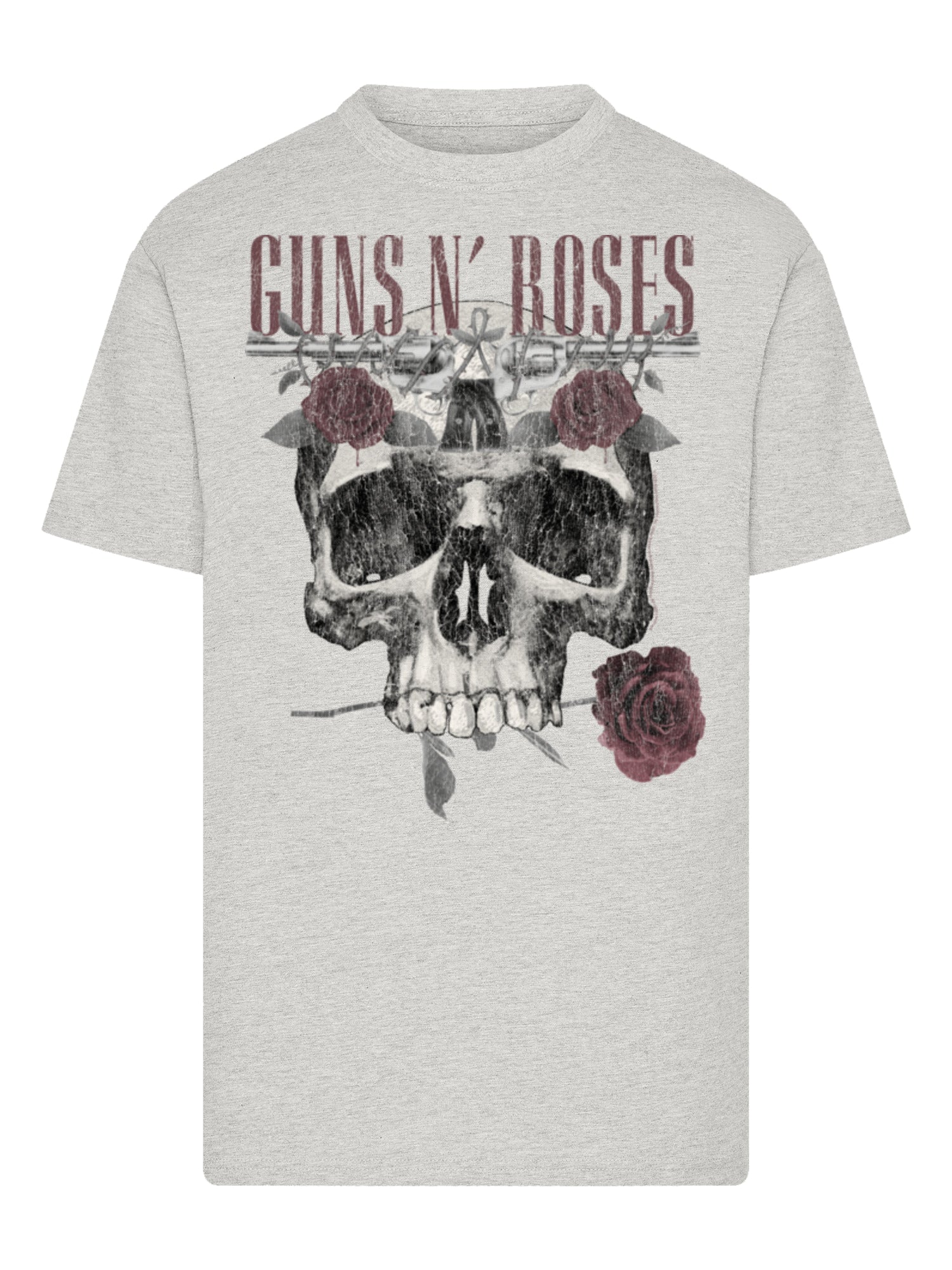 Guns N' Roses Roses Skull with T-Shirt Round Neck