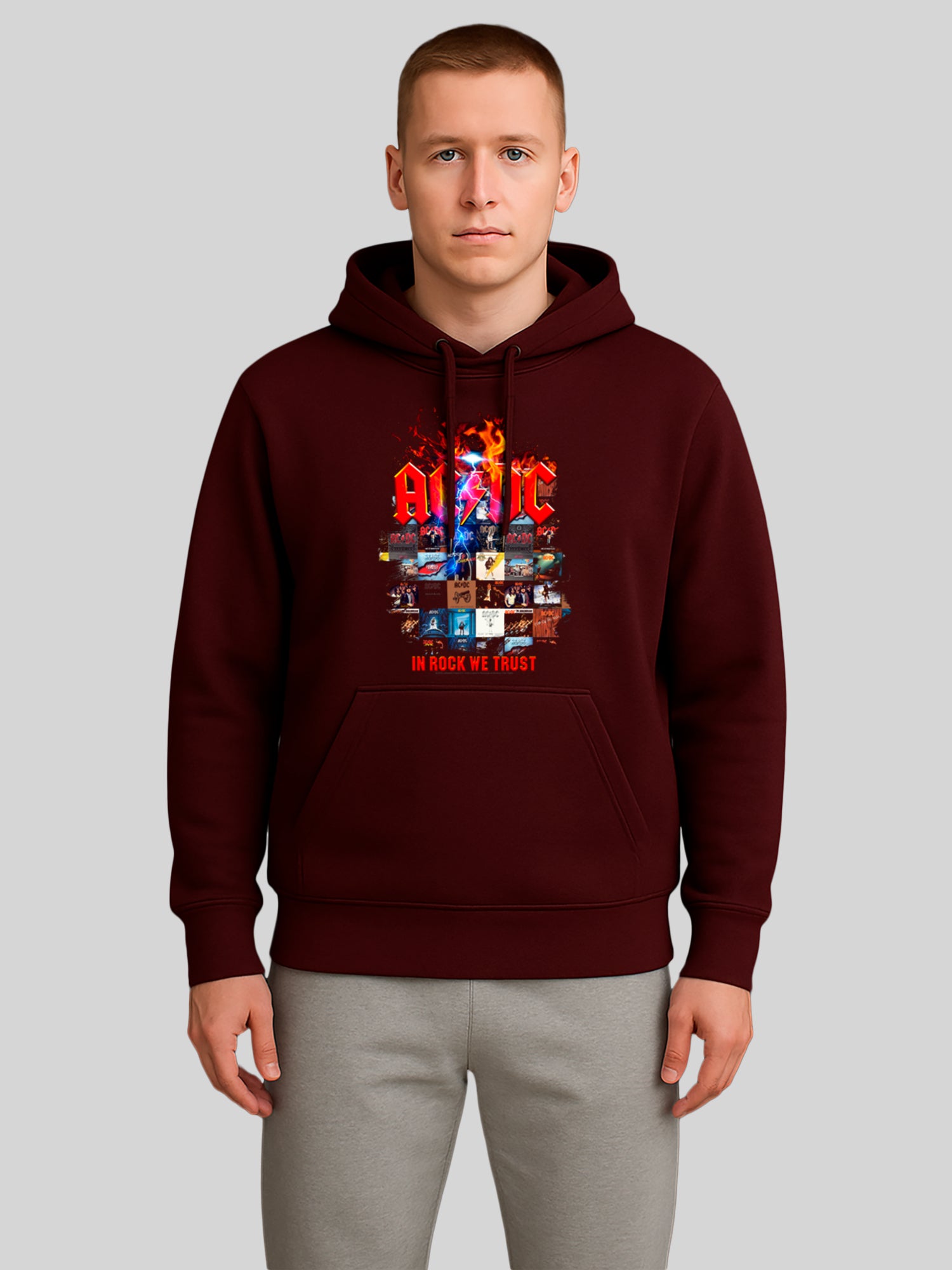 AC / DC dans Rock We Trust Album couvre le sweat à capuche organique masculin