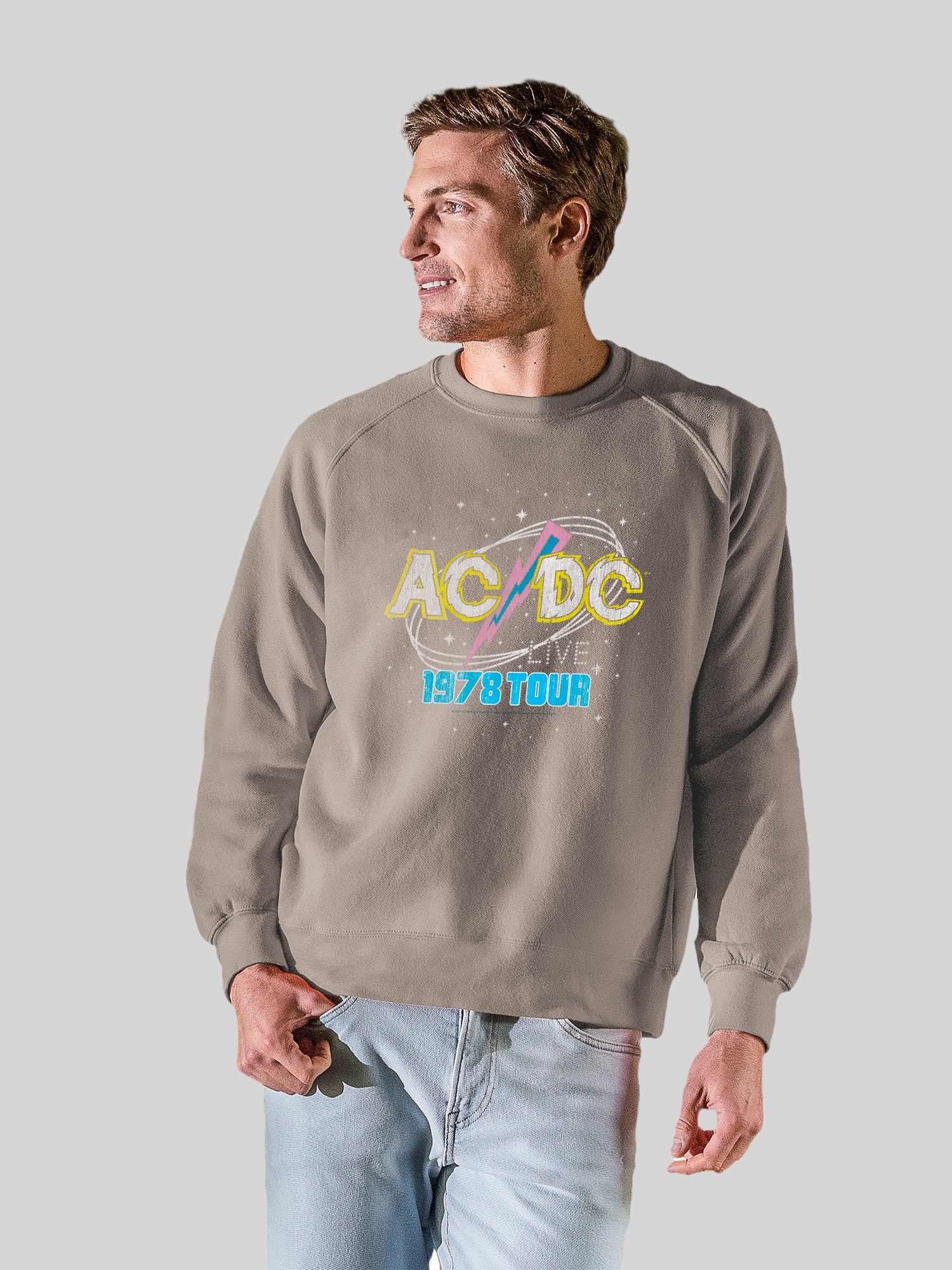 ACDC 1981 Live Tour with Vintage Fleece Raglan Crew