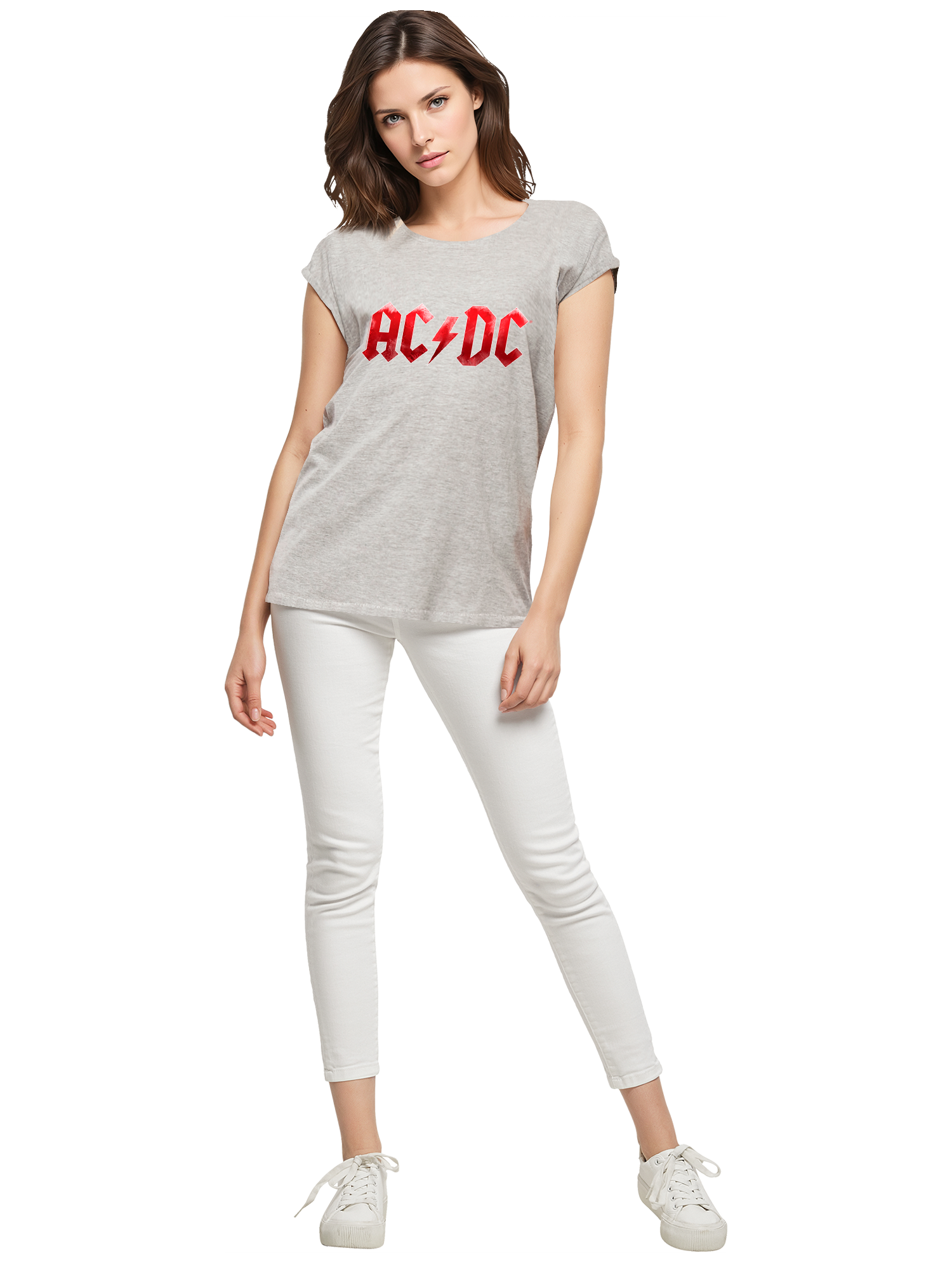 TEE ACDC RED ICE LOGO Damas de hombro extendido