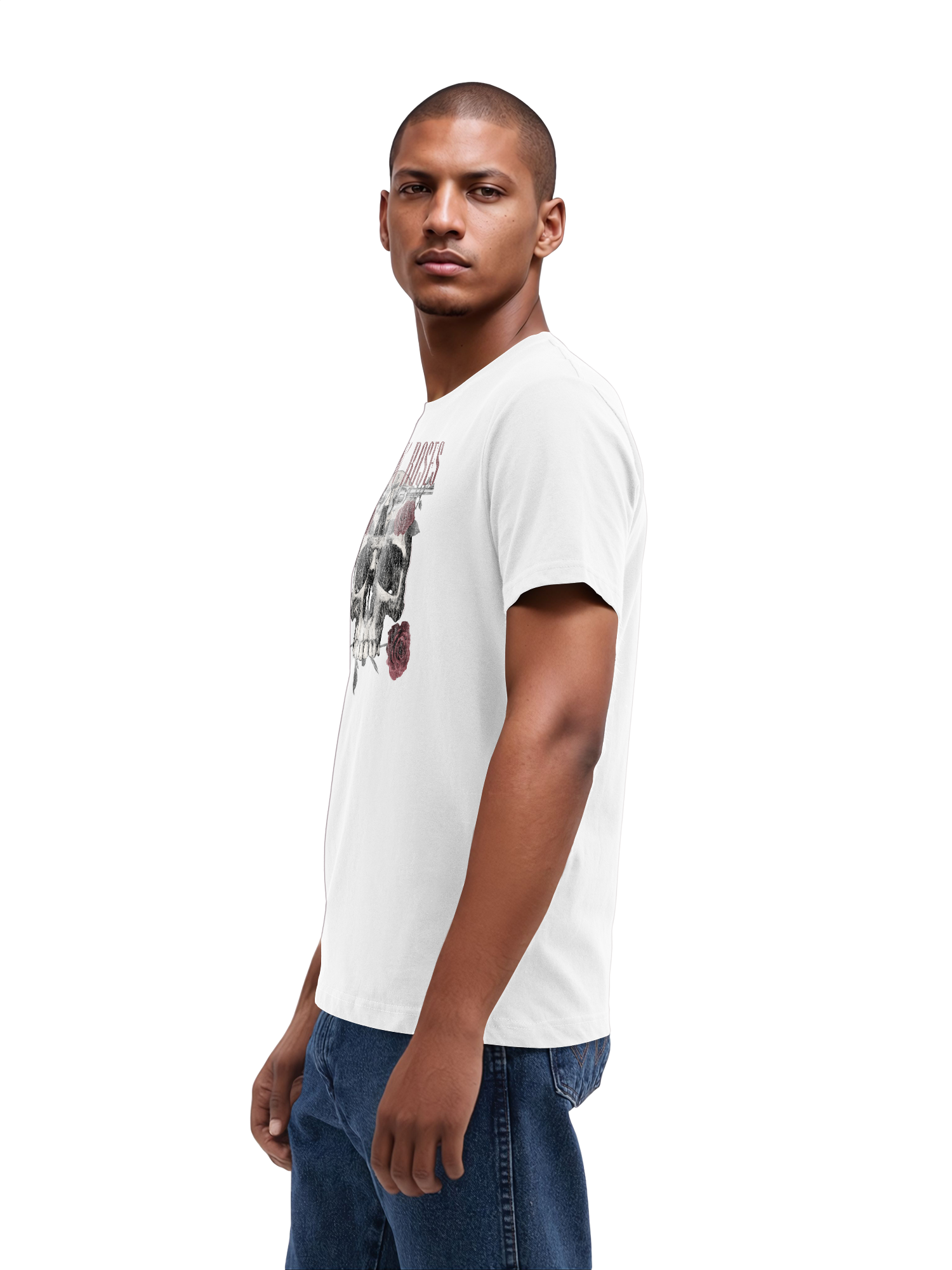 Guns N 'Roses Roses Calavera con Blanks verdaderos | Camiseta regular para hombres