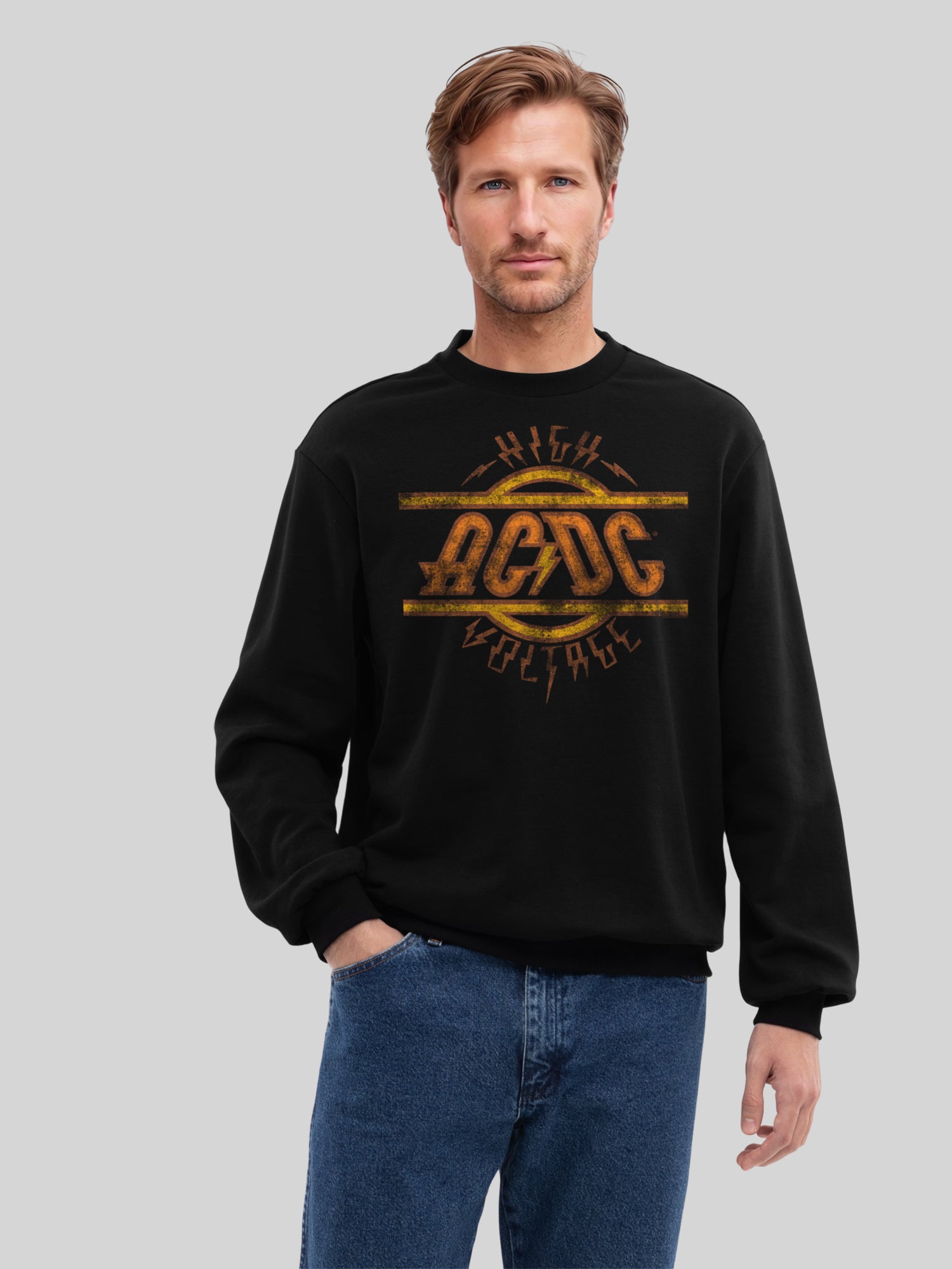 Sweat-shirt biologique pour hommes en difficulté à haute tension AC / DC
