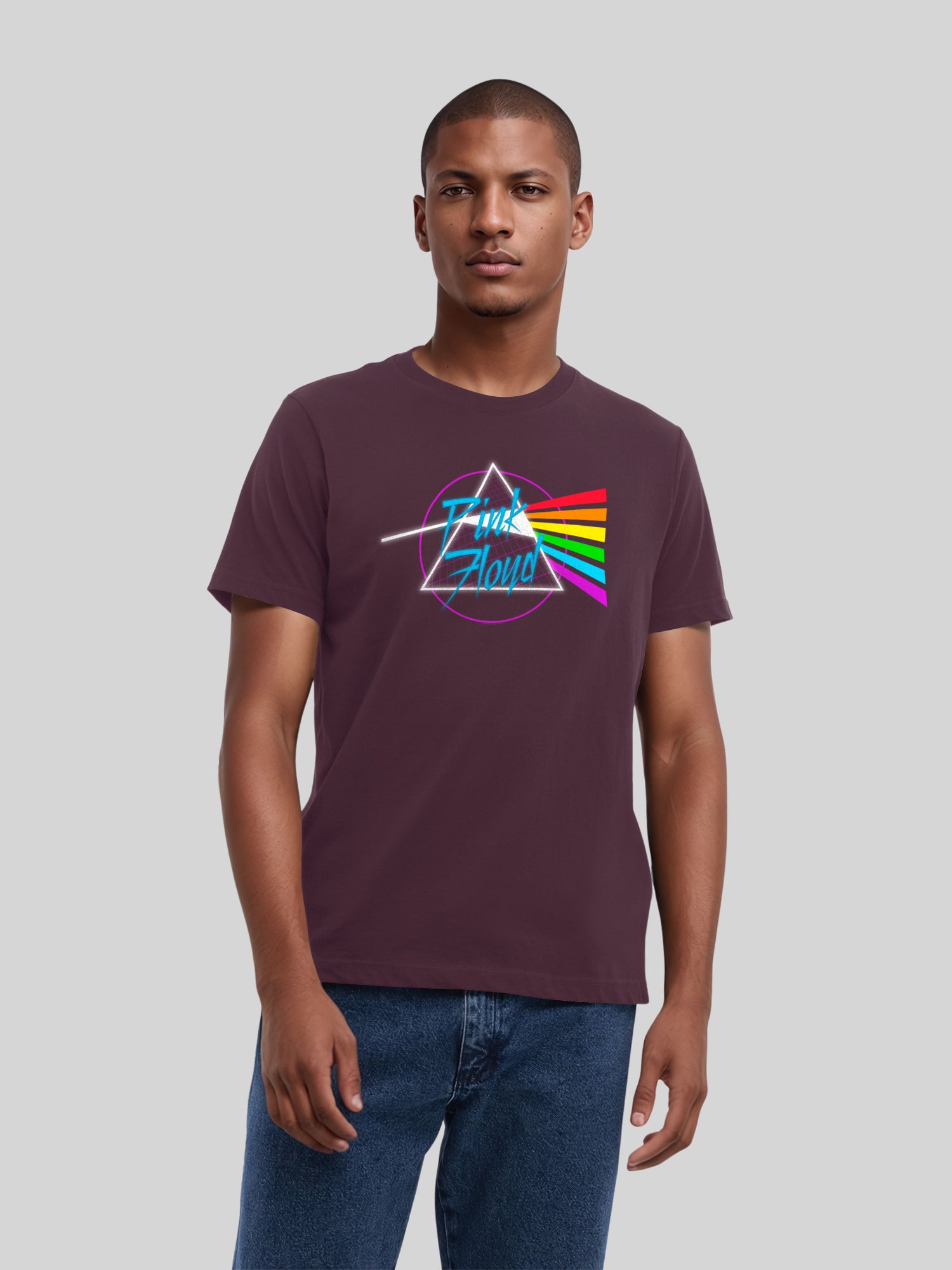 Pink Floyd Neon Dark Side avec True Blanks | Tee-shirt régulier pour hommes