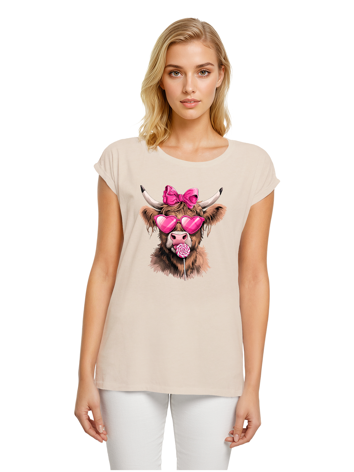 Highland Cow Valentine's Day Gift Ladies T-Shirt