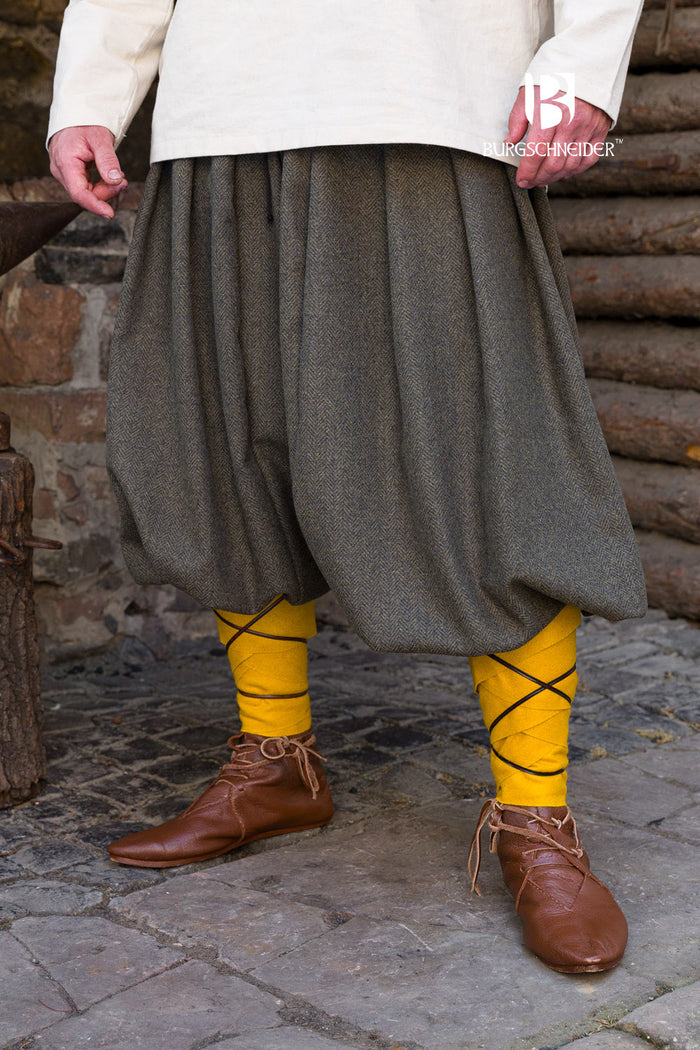 Wool Blend Viking Pants “Olegg the Mercenary” for sale. Available in:  сharcoal tweed, grey-burgundy tweed, dark blue melange tweed :: by medieval  store ArmStreet