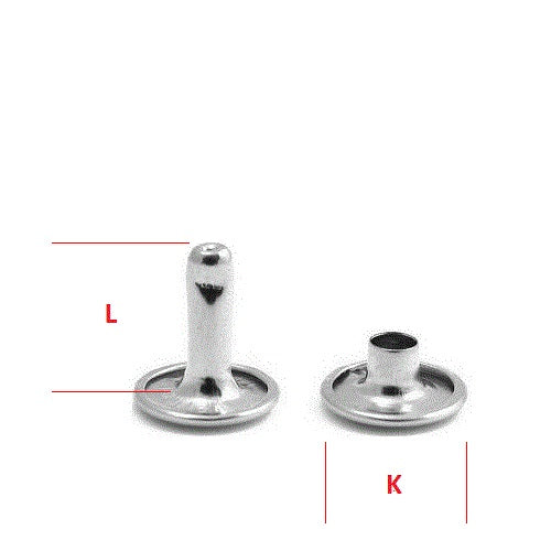 Rivet creux KØ7,0 x L7,2 mm en laiton/nickel