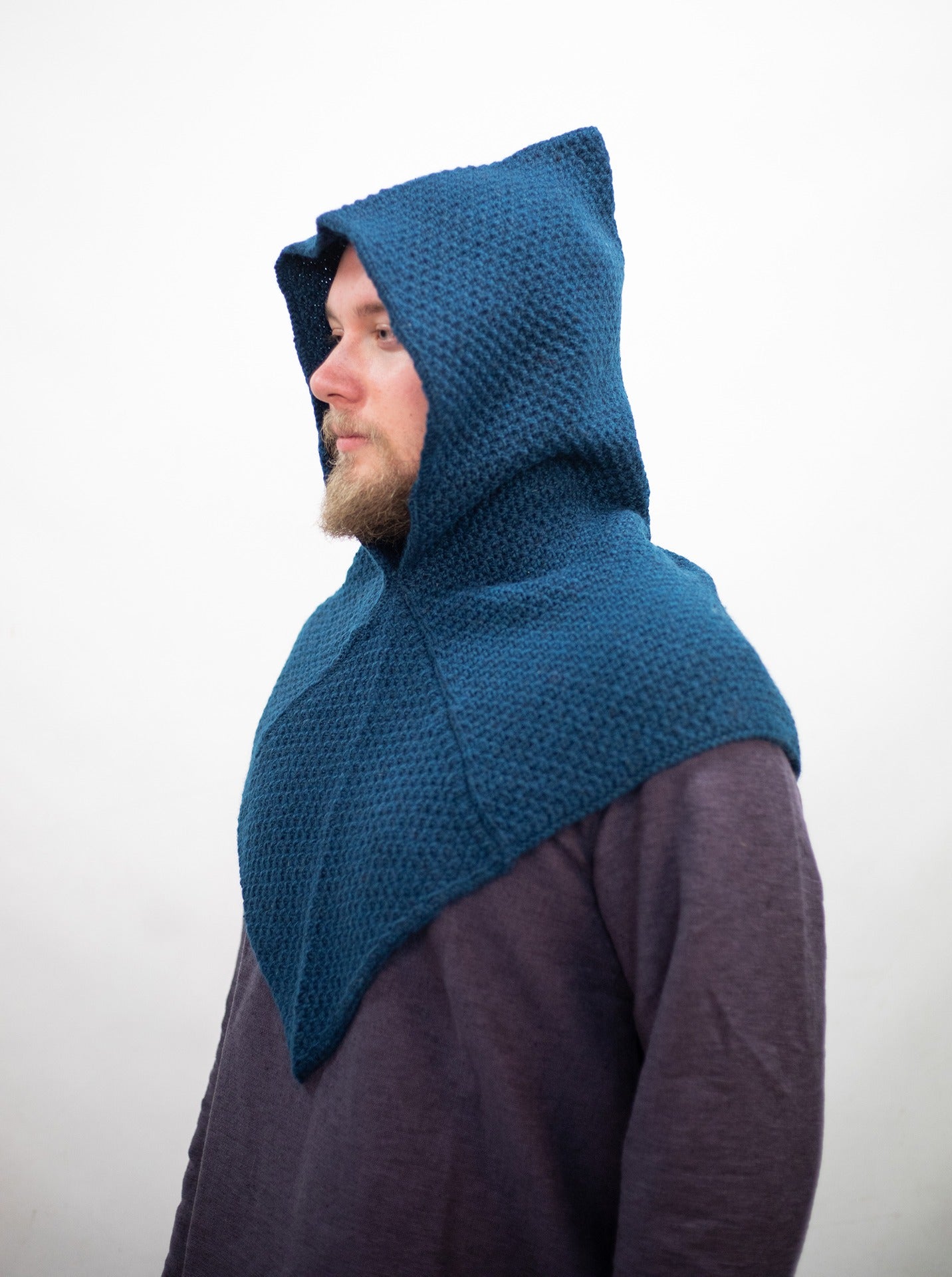 Knitted Wool Cowl Asbjorn Petrol Blue