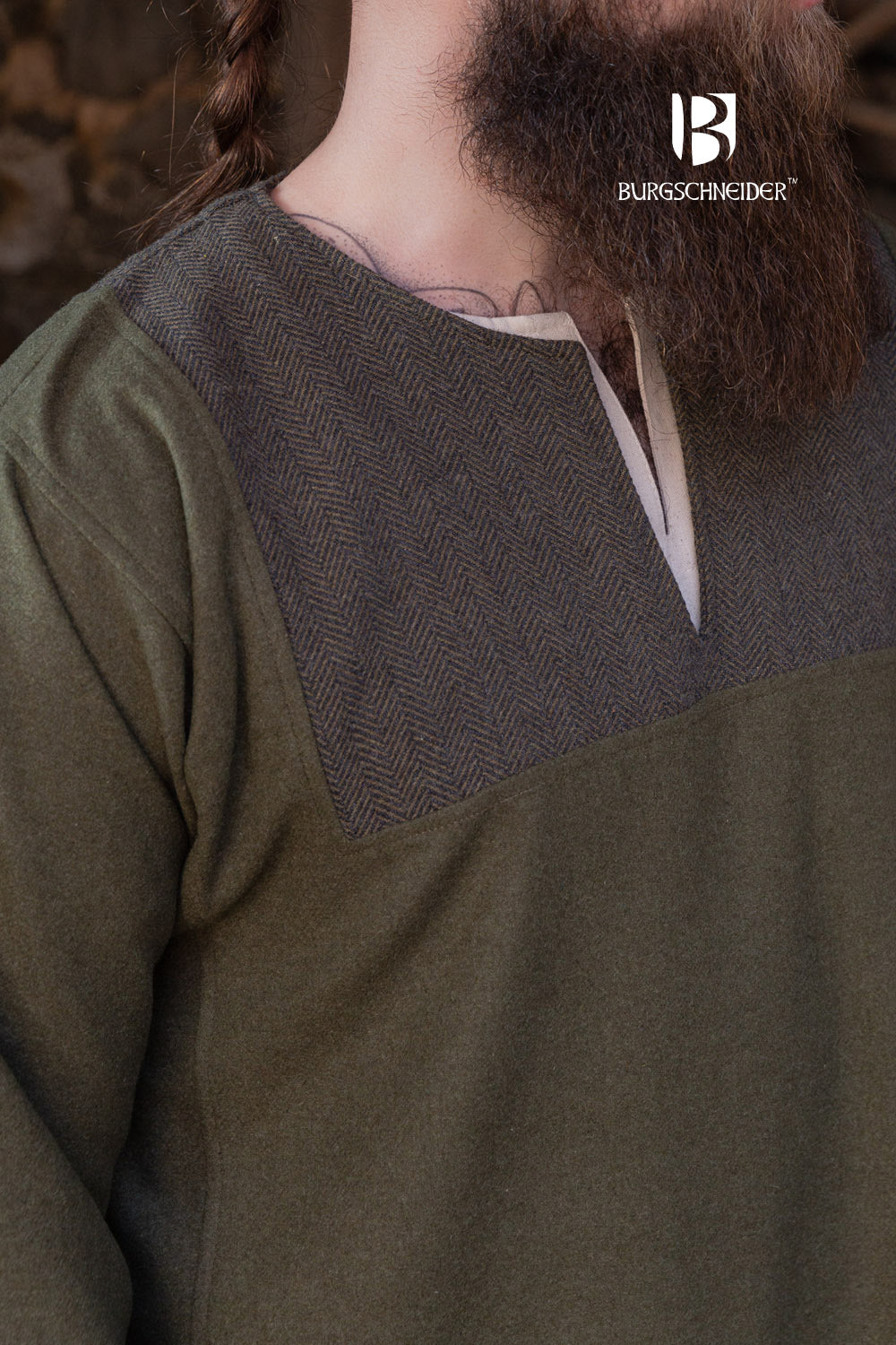 Wikinger Tunika / Rus Tunika „Szimon“ - Oliv