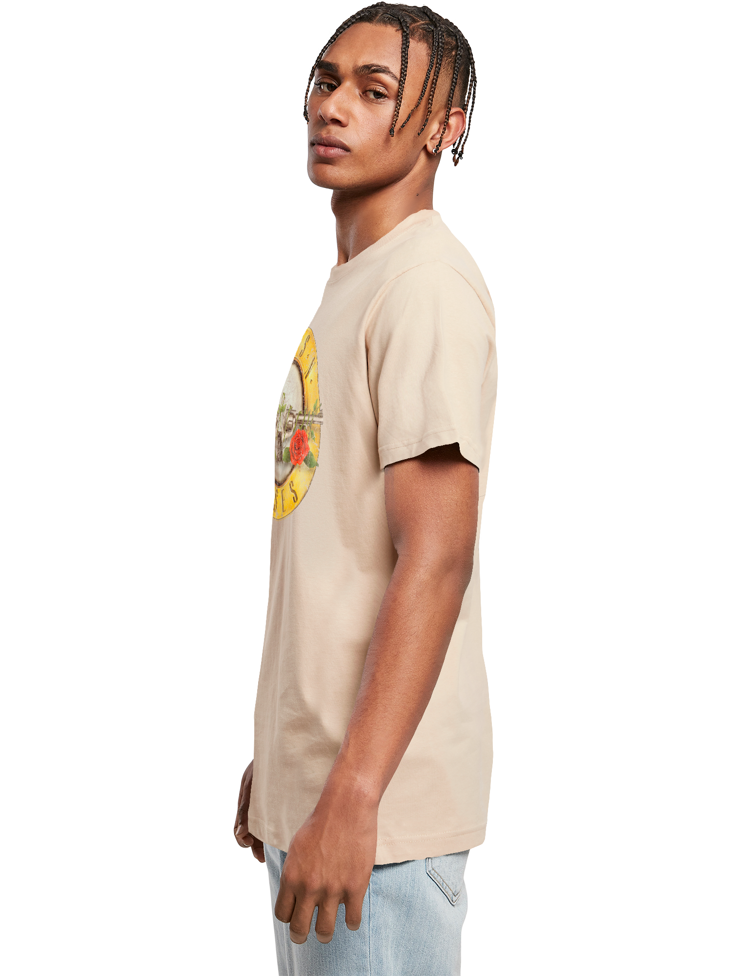 Camiseta redonda de la camiseta del logotipo de la bala de las pistolas 'n' rosas