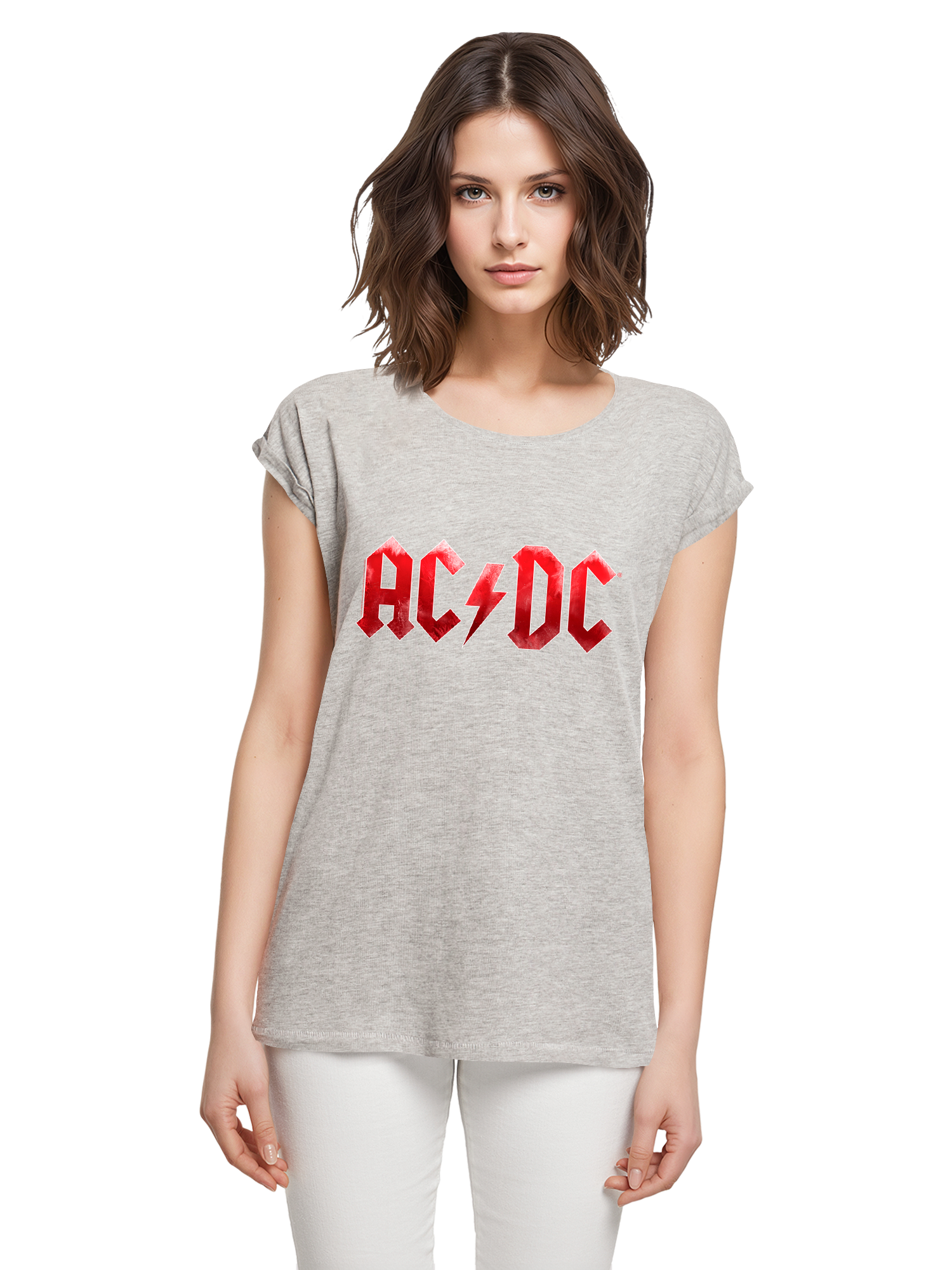 TEE ACDC RED ICE LOGO Damas de hombro extendido