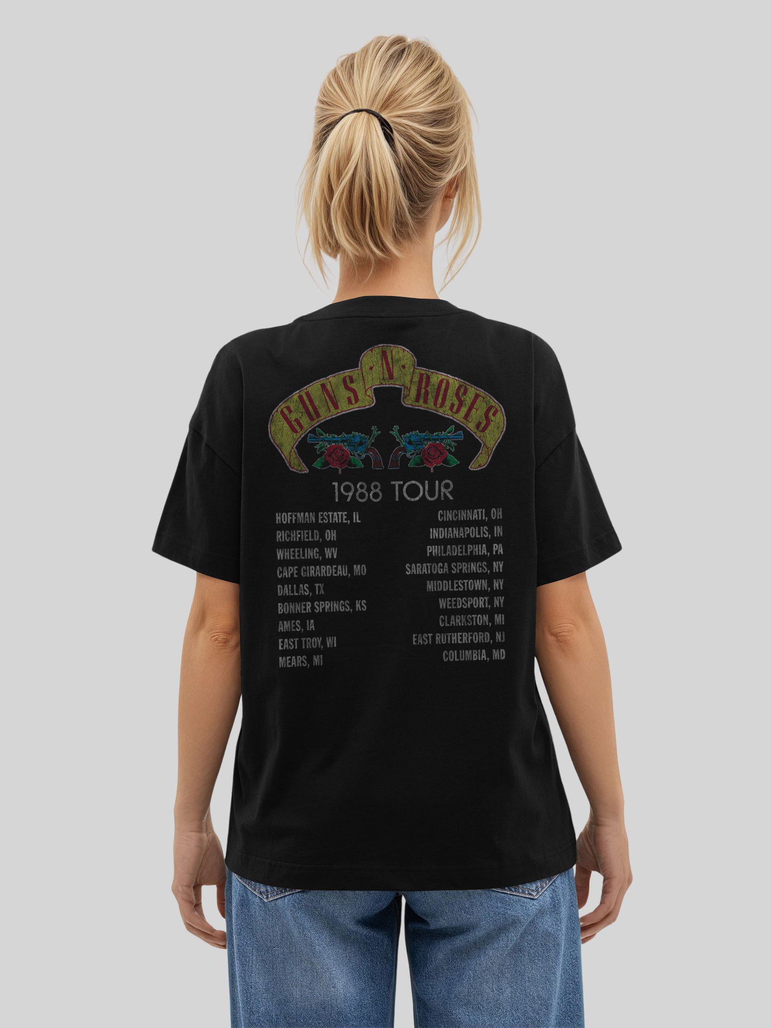 Guns N 'Roses 1988 Tour | Camiseta de gran tamaño para mujer