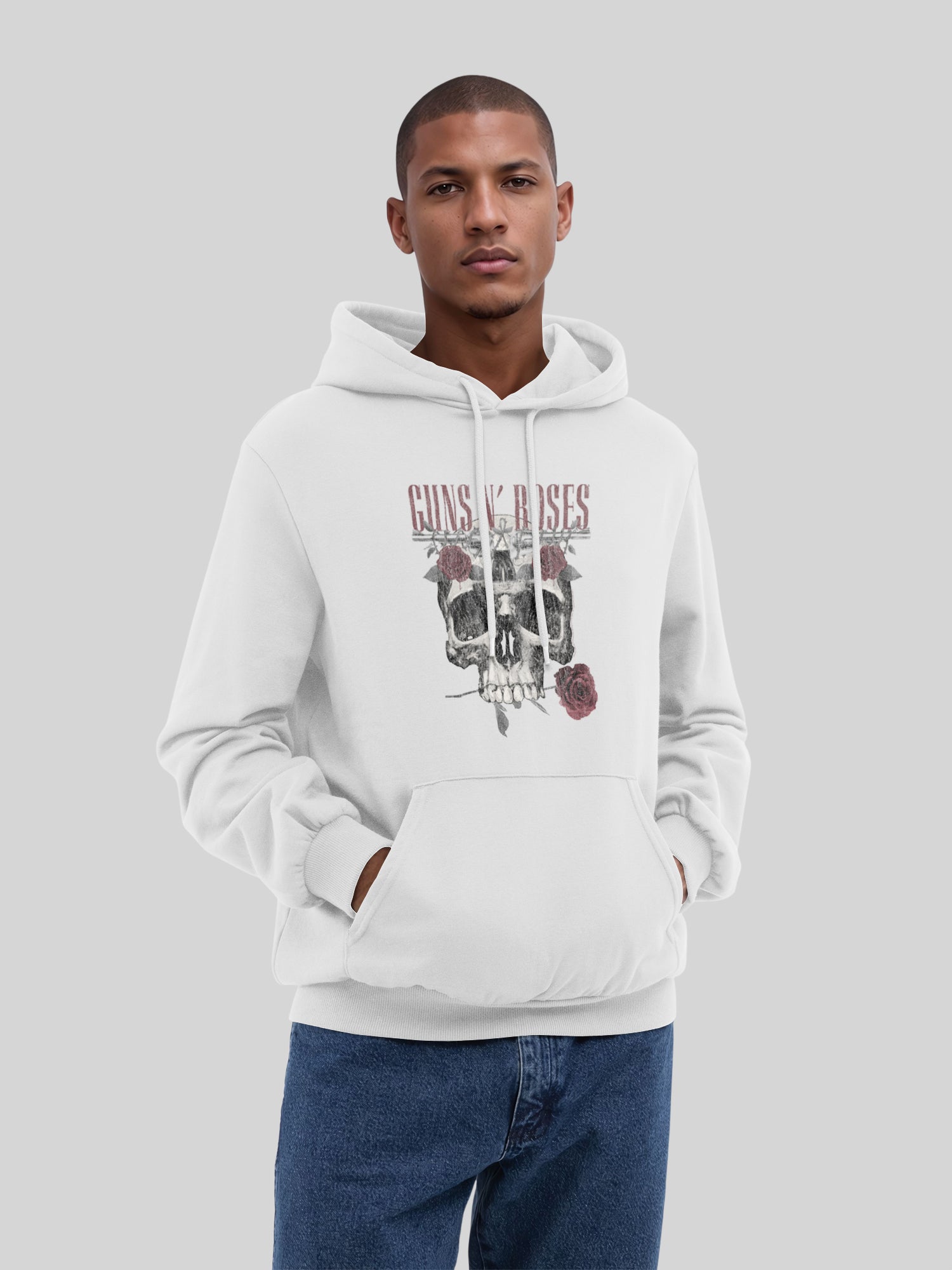 Guns N 'Roses Roses Calavera con Blanks verdaderos | Sudadera con capucha regular para hombres