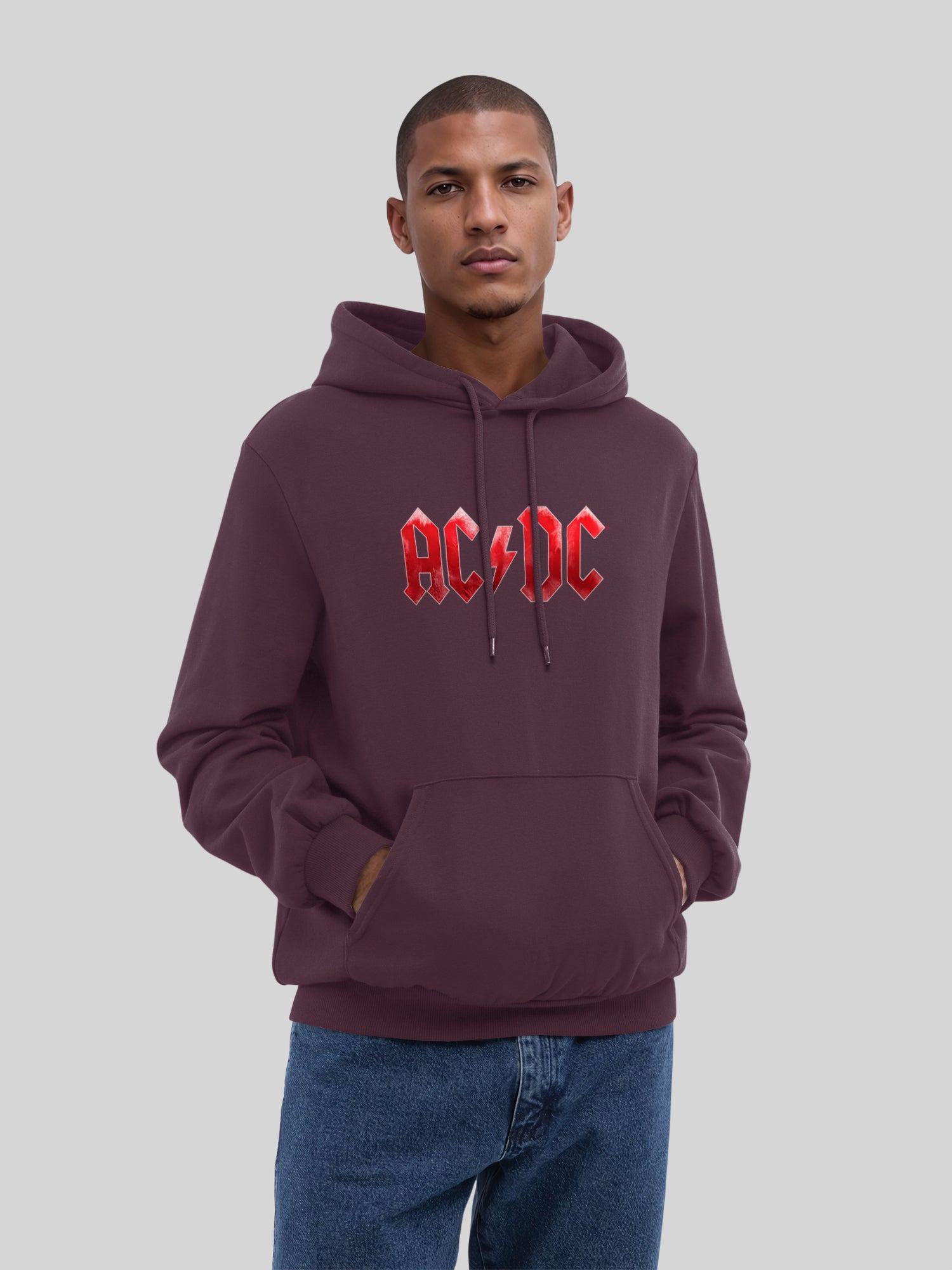 ACDC Red Ice Logotipo con Blanks True | Sudadera con capucha regular para hombres