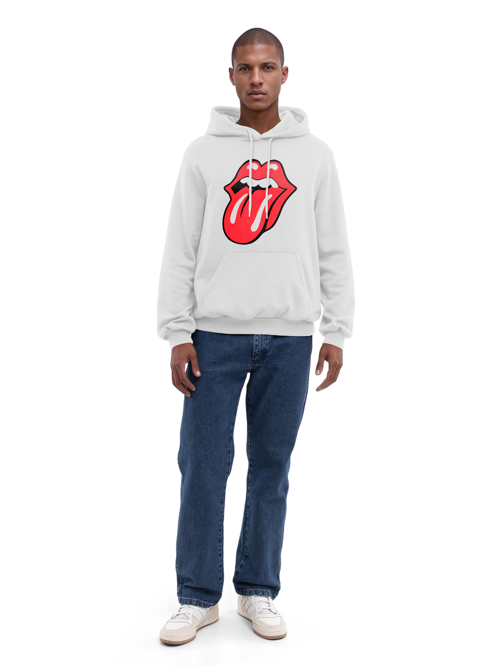 The Rolling Stones Classic Tongue Blk con Blanks verdaderos | Sudadera con capucha regular para hombres