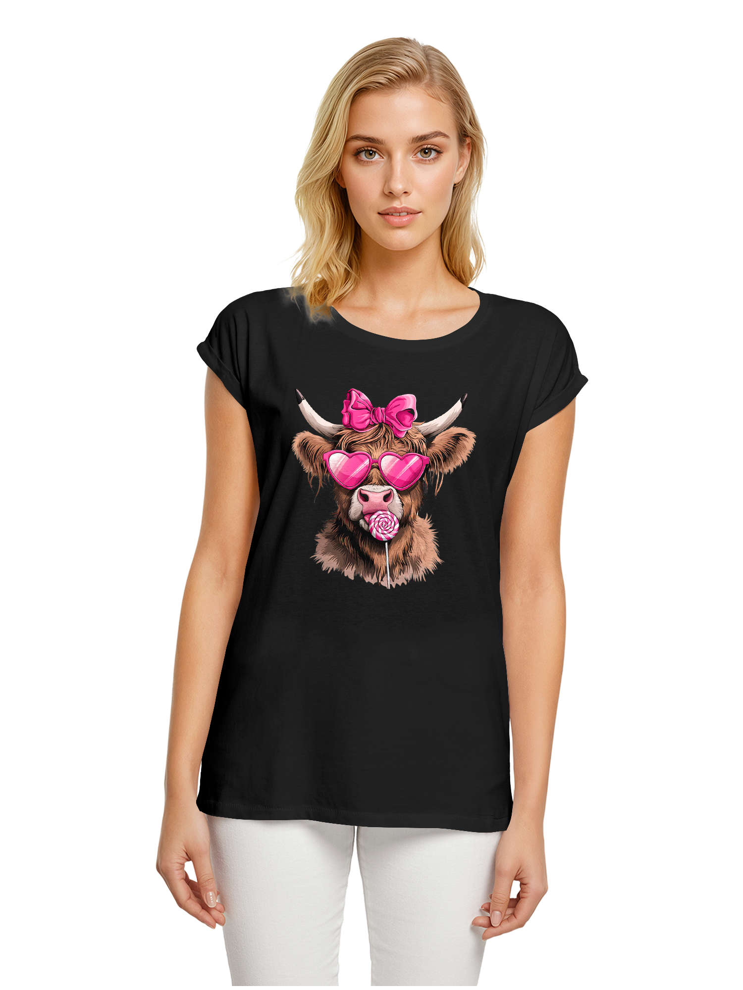 Highland Cow Valentine's Day Gift Ladies T-Shirt
