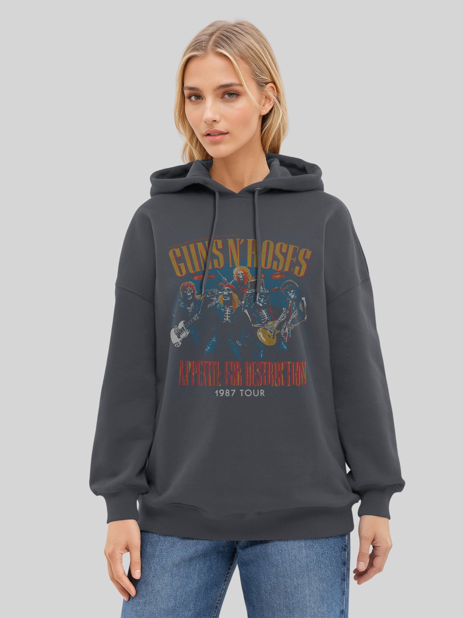 Affiche de concert vintage de Guns N 'Roses 1987 | Sweat à capuche surdimensionné pour femmes