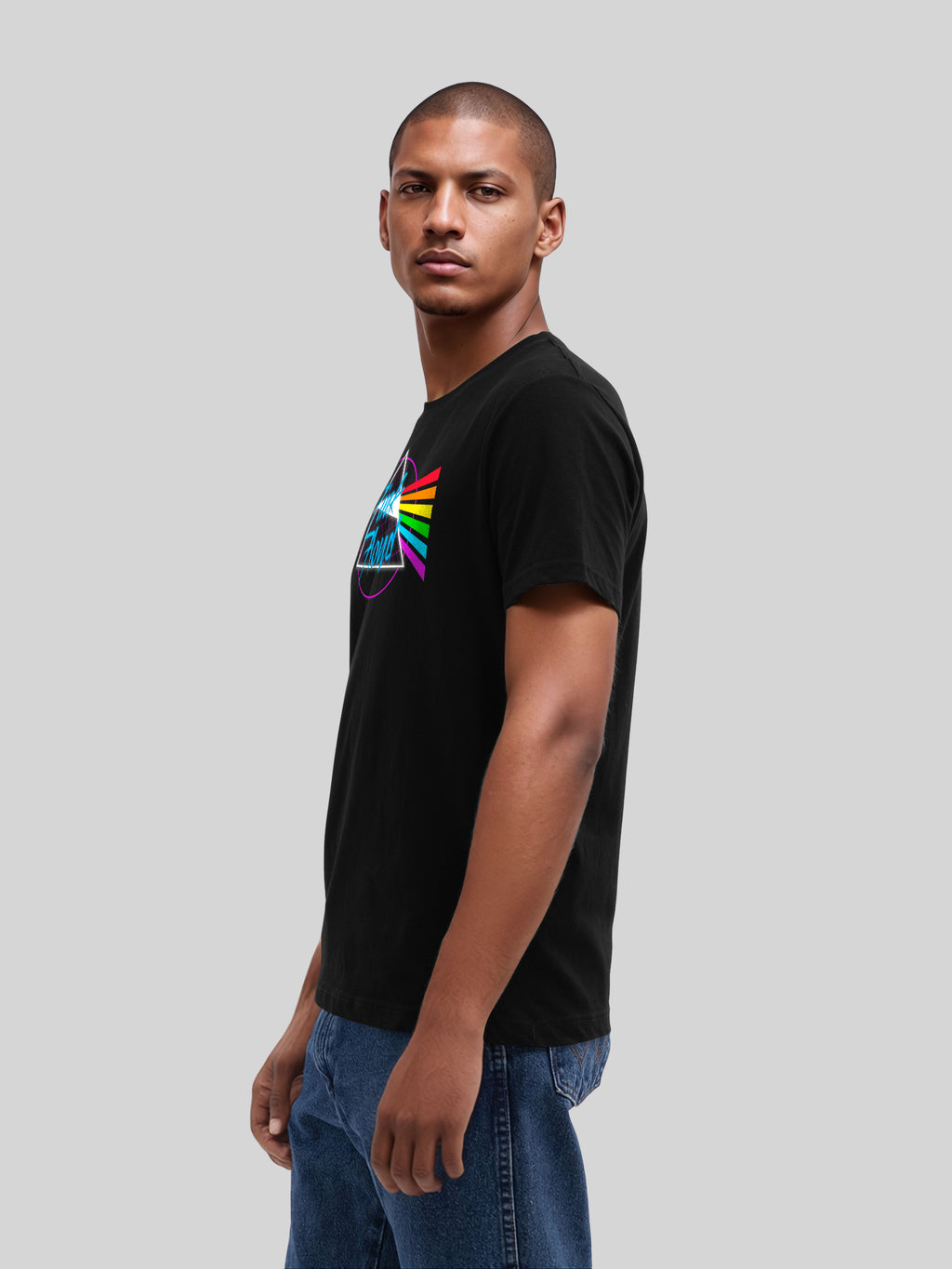 Pink Floyd Neon Dark Side with True Blanks | Mens Regular Tee
