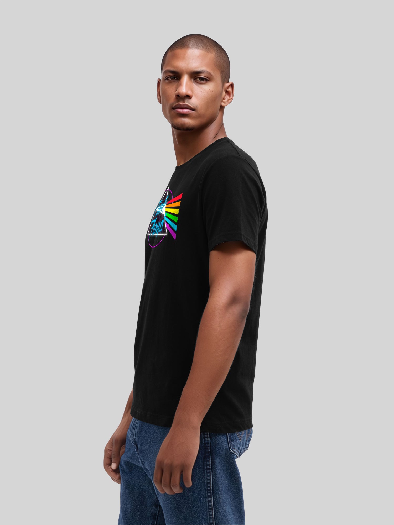 Pink Floyd Neon Dark Side with True Blanks | Mens Regular Tee
