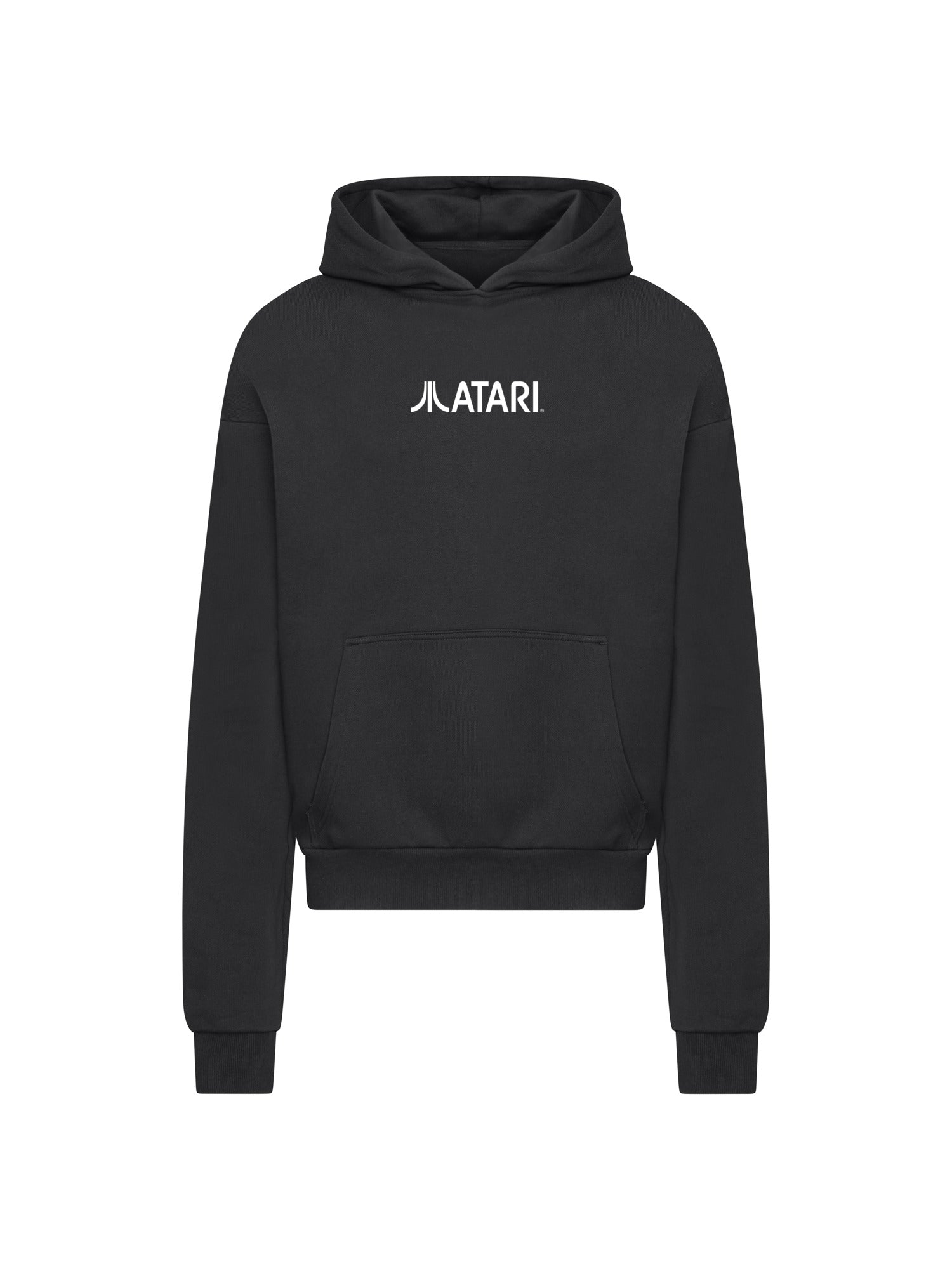 Atari Games Logo White Retro Gaming Horizontal and Atari Asteroids Box Cover with Ultra Heavy Hoody