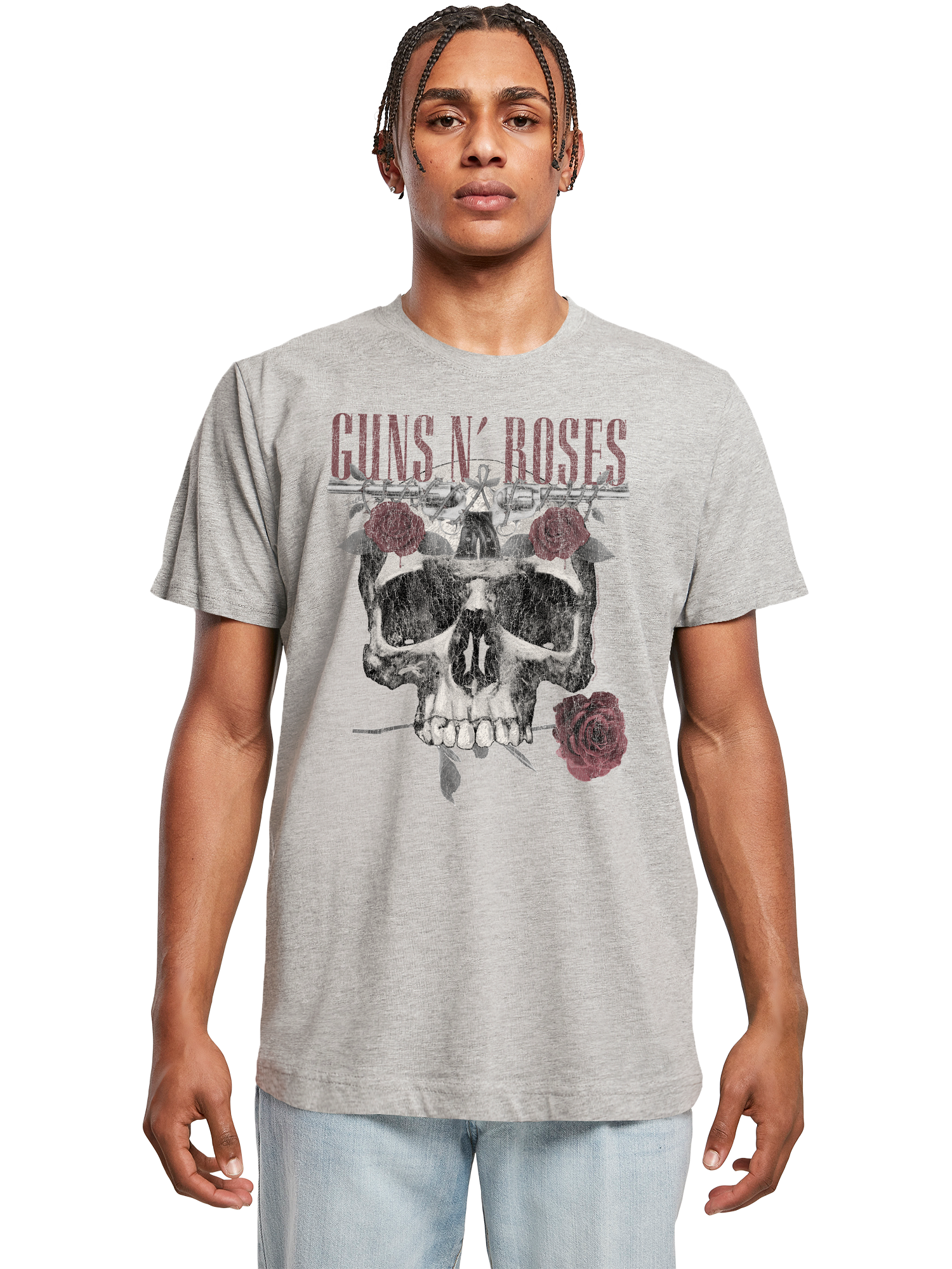 Guns N' Roses Roses Skull with T-Shirt Round Neck