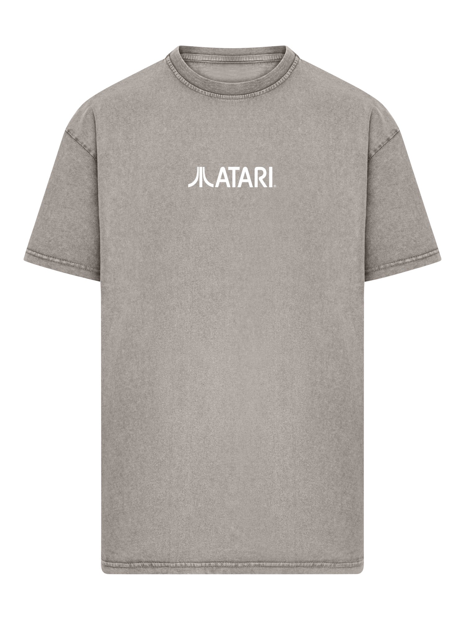 Logotipo de Atari Games White Retro Gaming Horizontal y Atari Gravitar Box Cover con camiseta de gran tamaño pesado de ácido