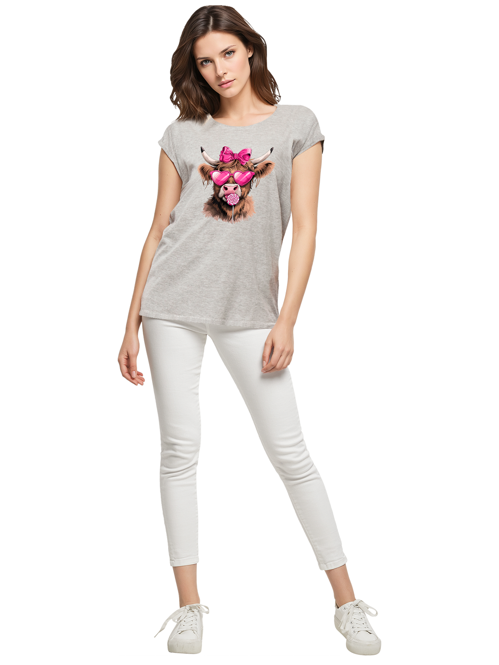 Highland Cow Valentine's Day Gift Ladies T-Shirt
