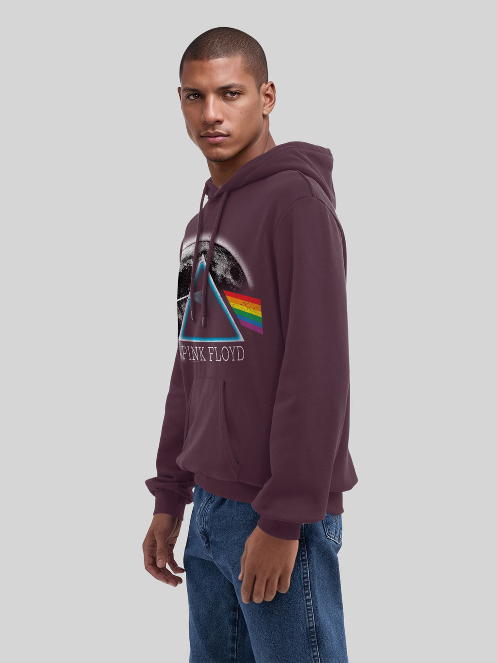 Pink Floyd Dark Side of The Moon Distressed Moon with True Blanks | Mens Regular Hoodie