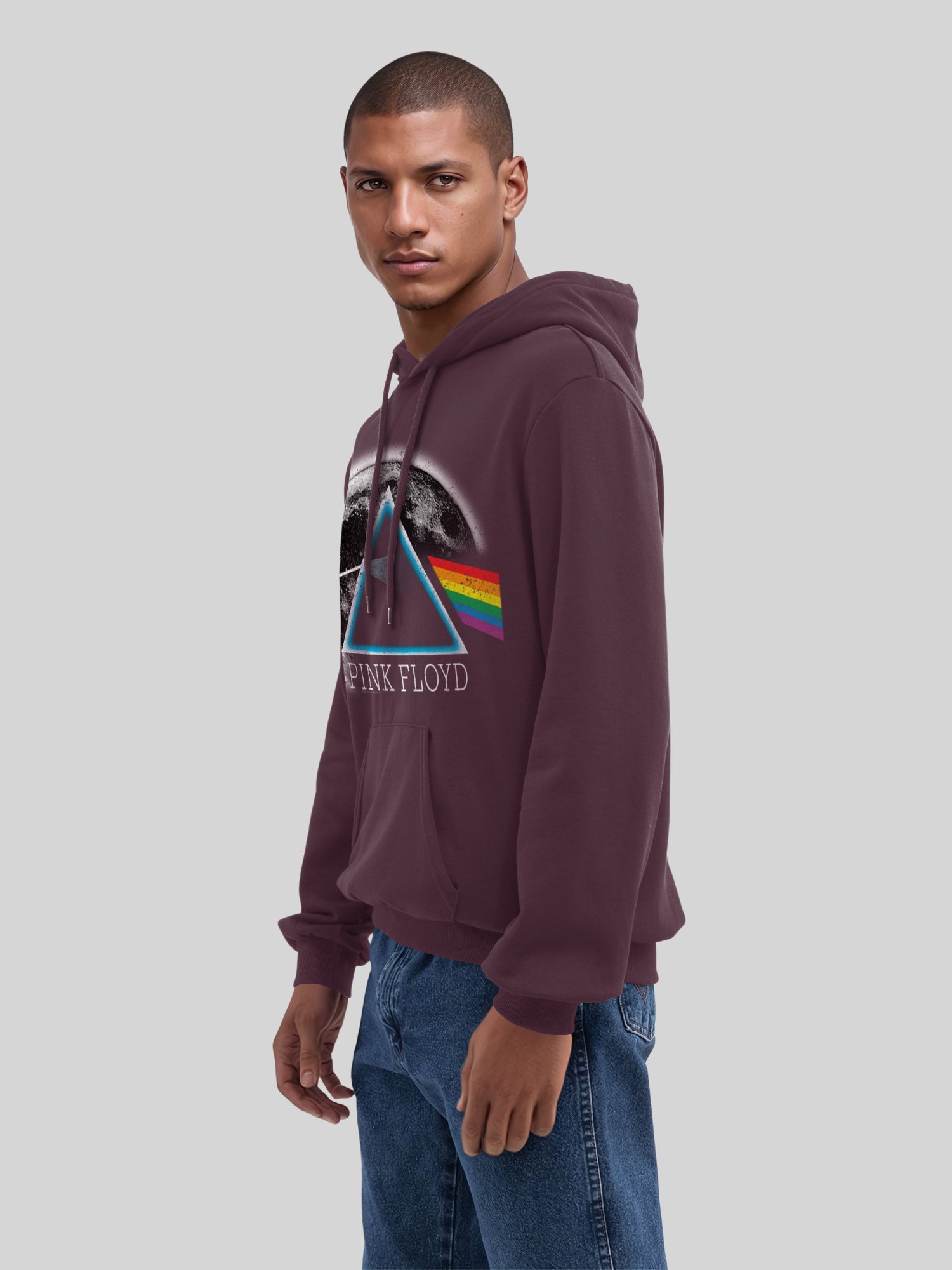 Pink Floyd Dark Side of The Moon Distressed Moon with True Blanks | Mens Regular Hoodie