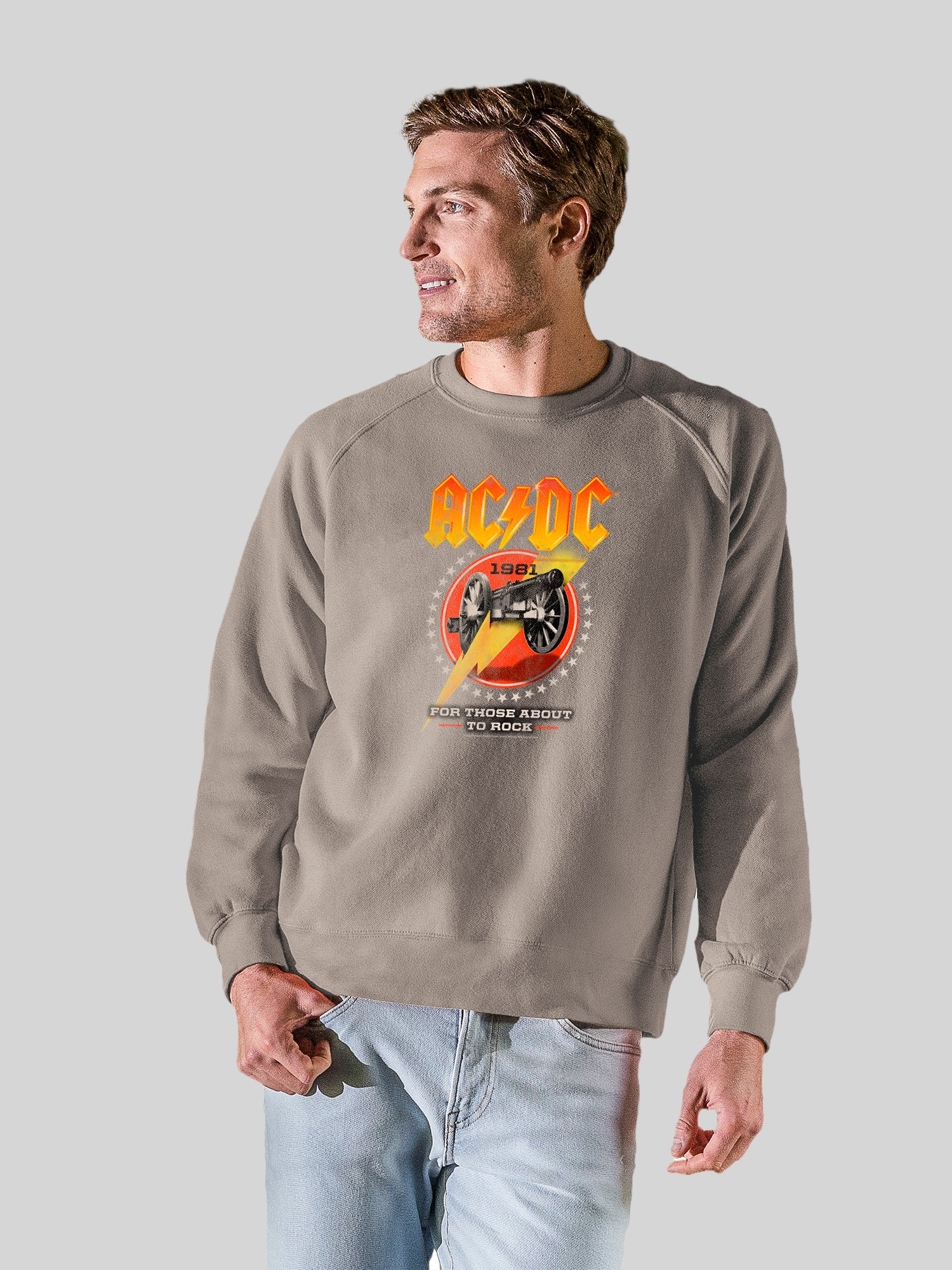 ACDC For Those About To Rock 1981 with Vintage Fleece Raglan Crew