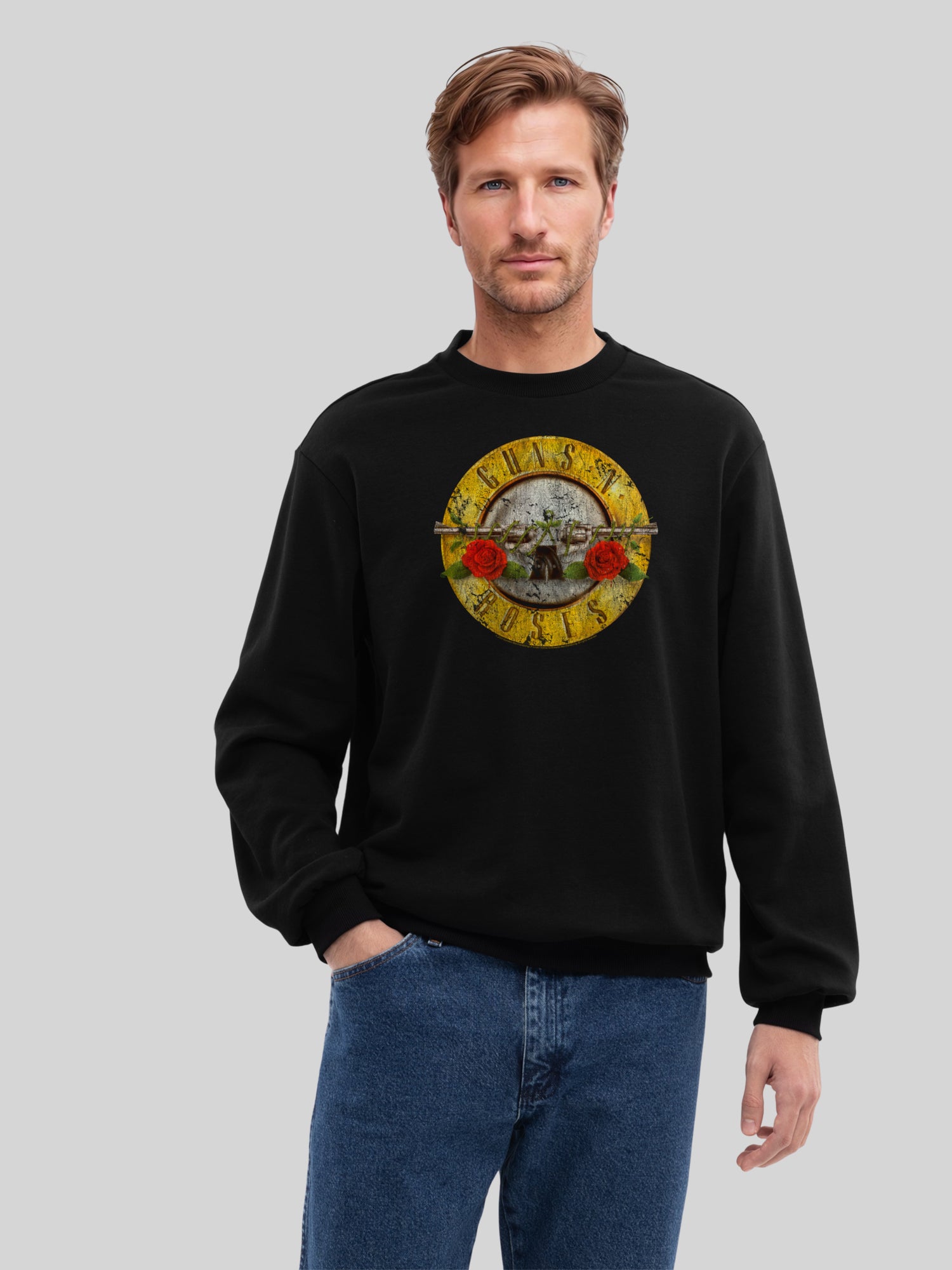 Guns 'n' Roses Vintage Bullet Logo with True Blanks | Mens Regular Sweat