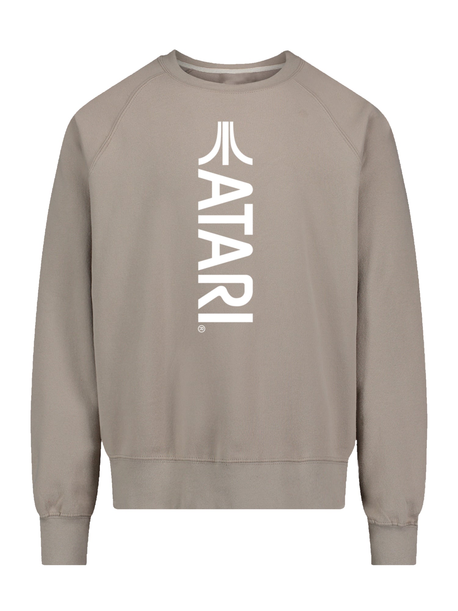 Juegos Atari Logotipo Vertical White Retro Gaming con Vintage Fleece Raglan Crew