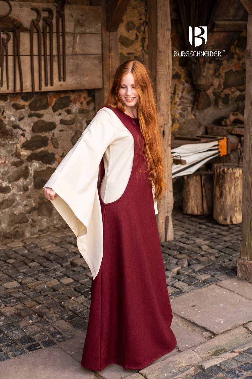 wool medieval dress Handmade Women's Viking 46.8 XXXL 15th century cotehardie, wool, red