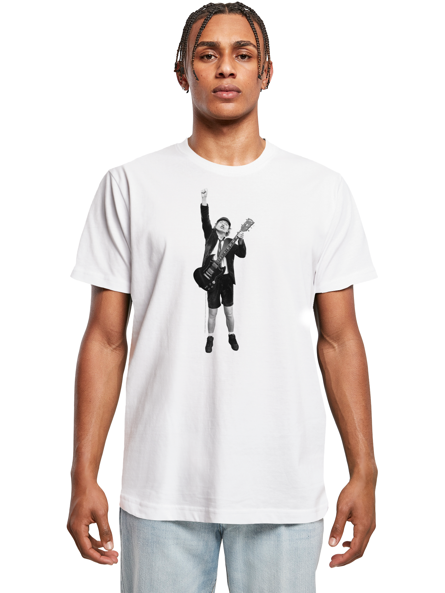 ACDC Angus Young a coupé avec du t-shirt rond