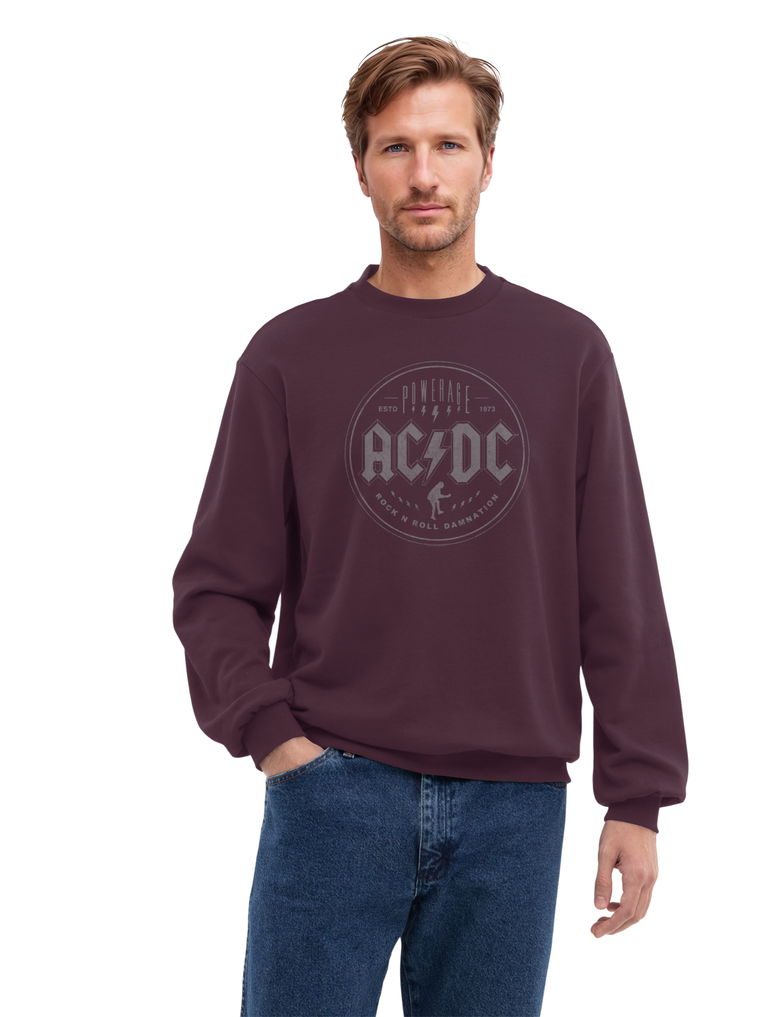 ACDC Rock n Roll Damnation con Blanks verdaderos | Suéter regular para hombres