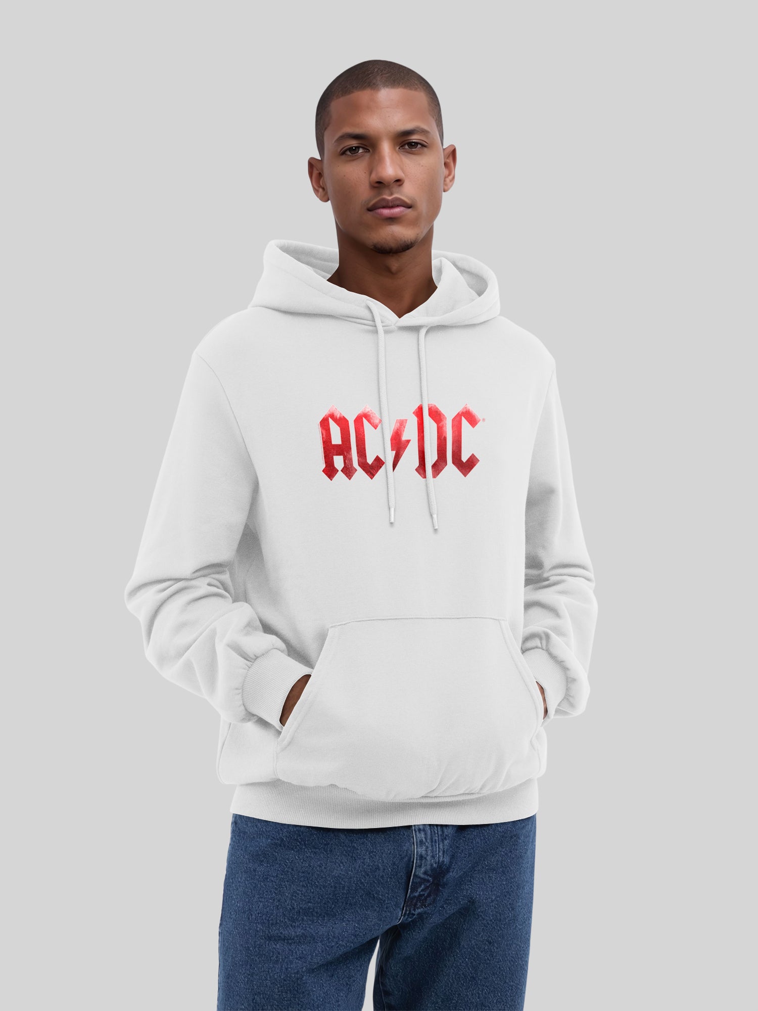 ACDC Red Ice Logotipo con Blanks True | Sudadera con capucha regular para hombres