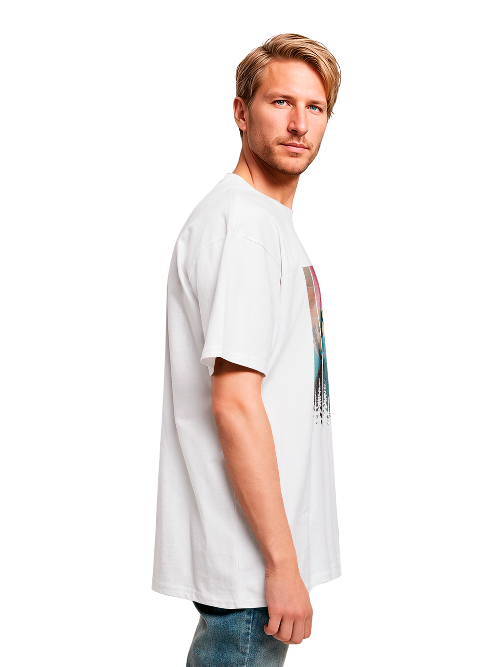 Mountain Sunset Retro Art Schweres Oversize T-Shirt