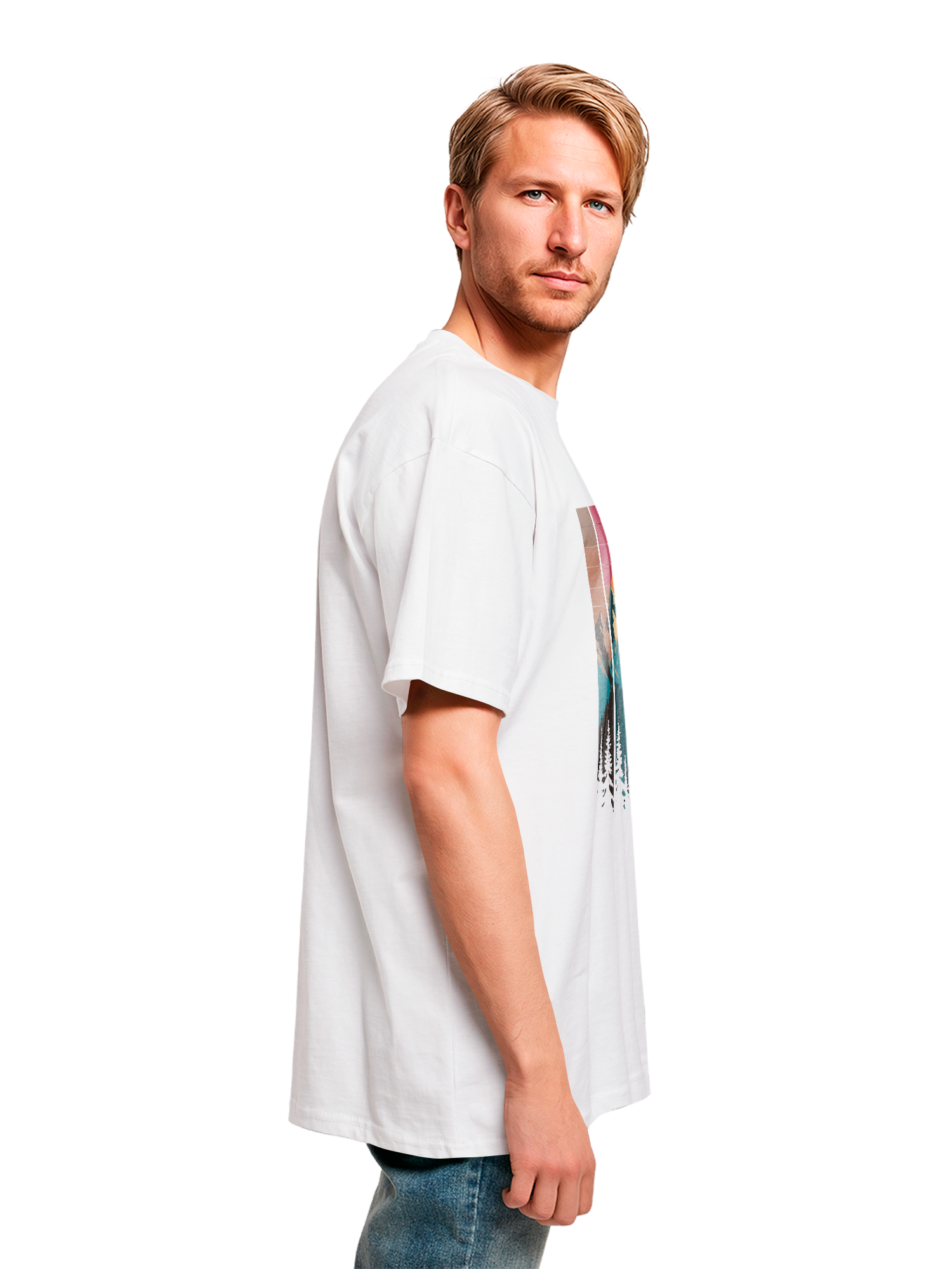 Mountain Sunset Retro Art Schweres Oversize T-Shirt